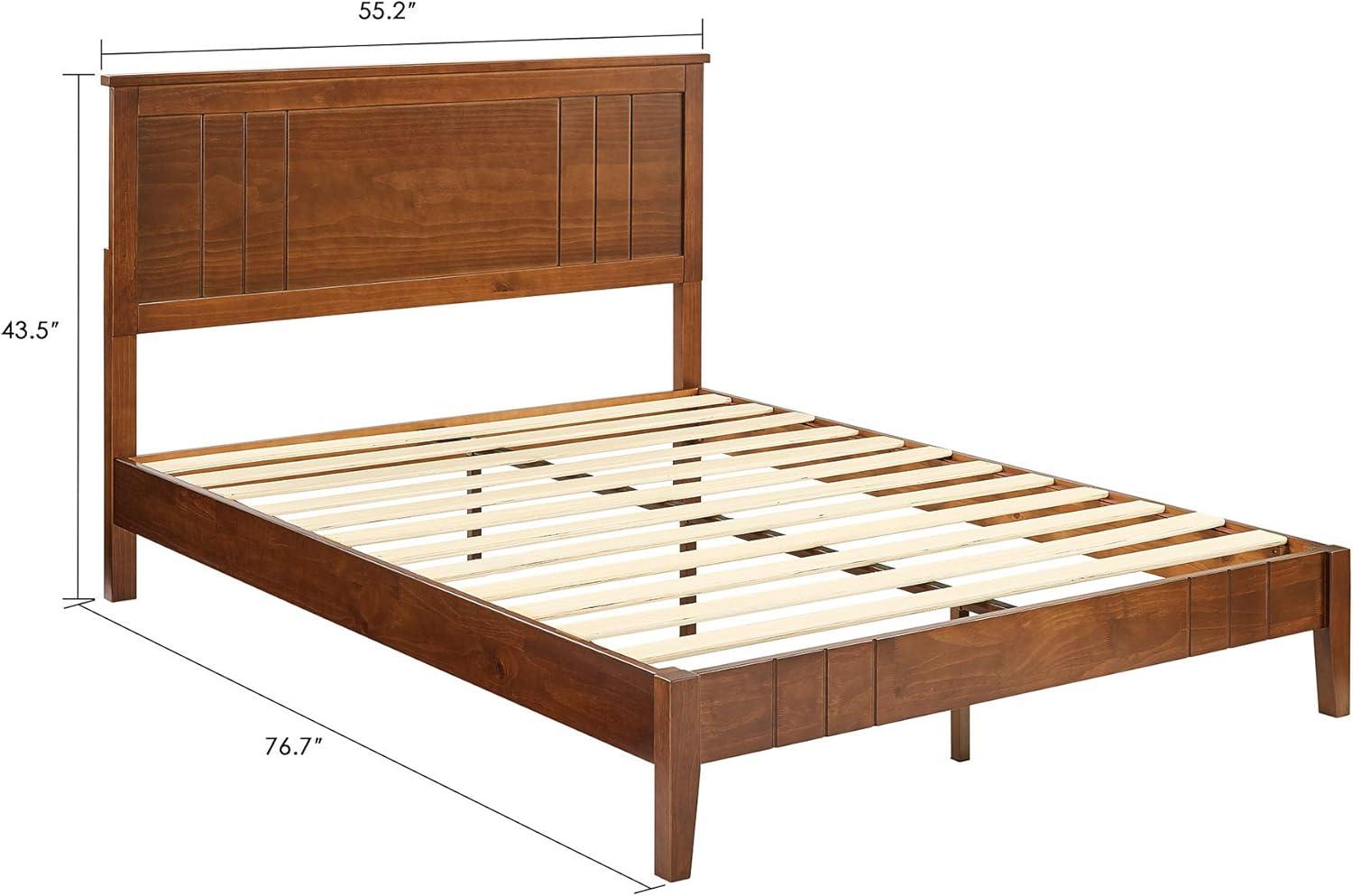 MUSEHOMEINC BF1007WK 12 Inch Tall Easy Assembly Solid Pinewood Mid Century Platform Bed with Headboard and Slat Supports, No Box Spring Needed, King