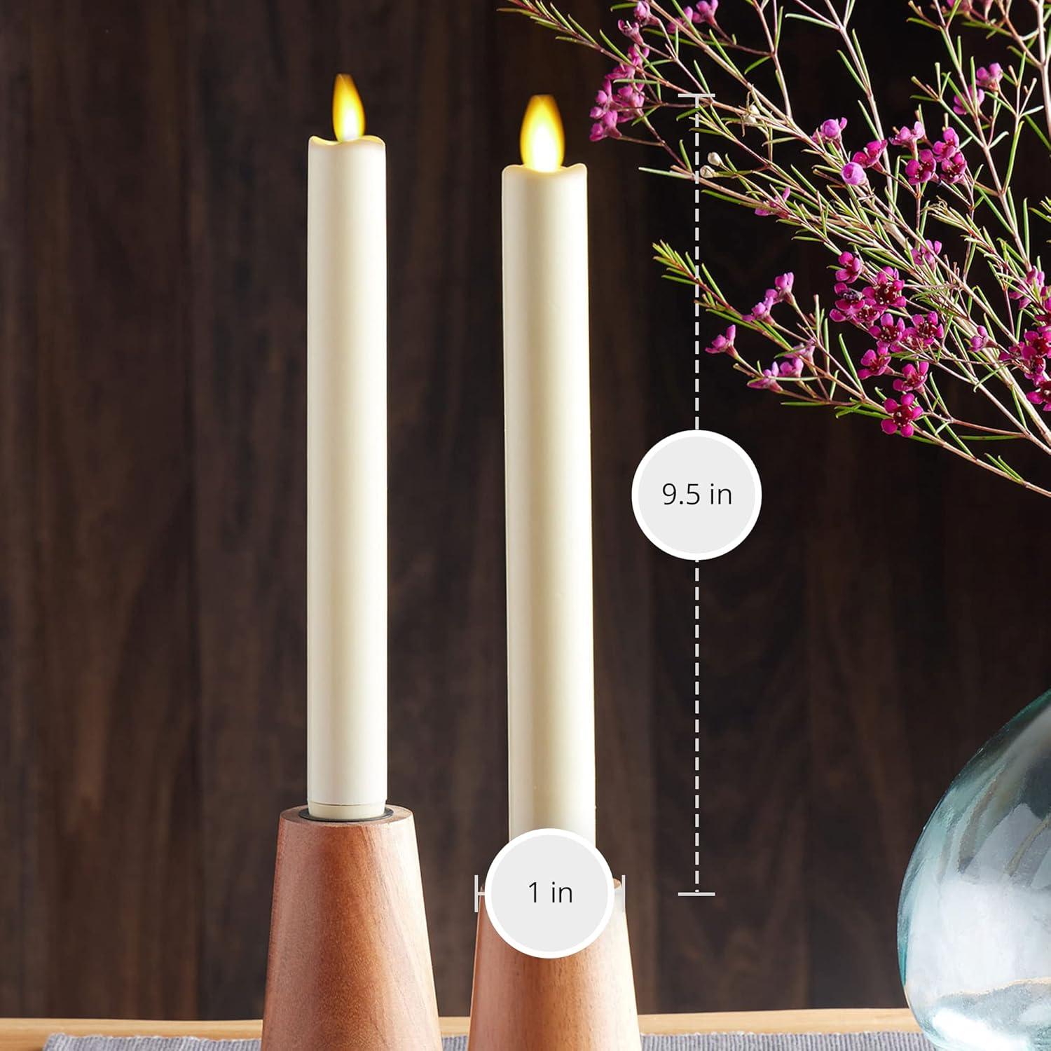 Flameless Taper Candle, Ivory - Set of 2