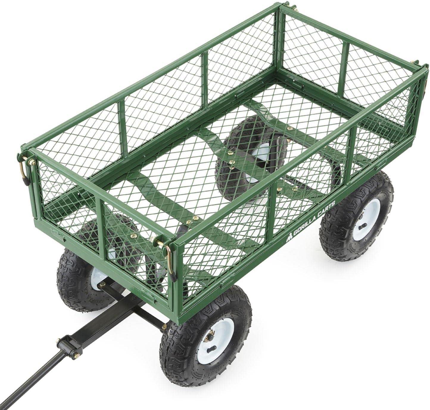 Green Steel Mesh Garden Cart with Removable Sides