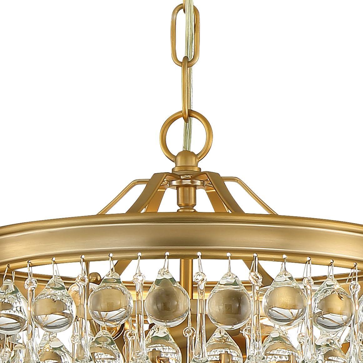 Crystorama Calypso 3 Light Crystal Teardrop Vibrant Gold Mini Chandelier