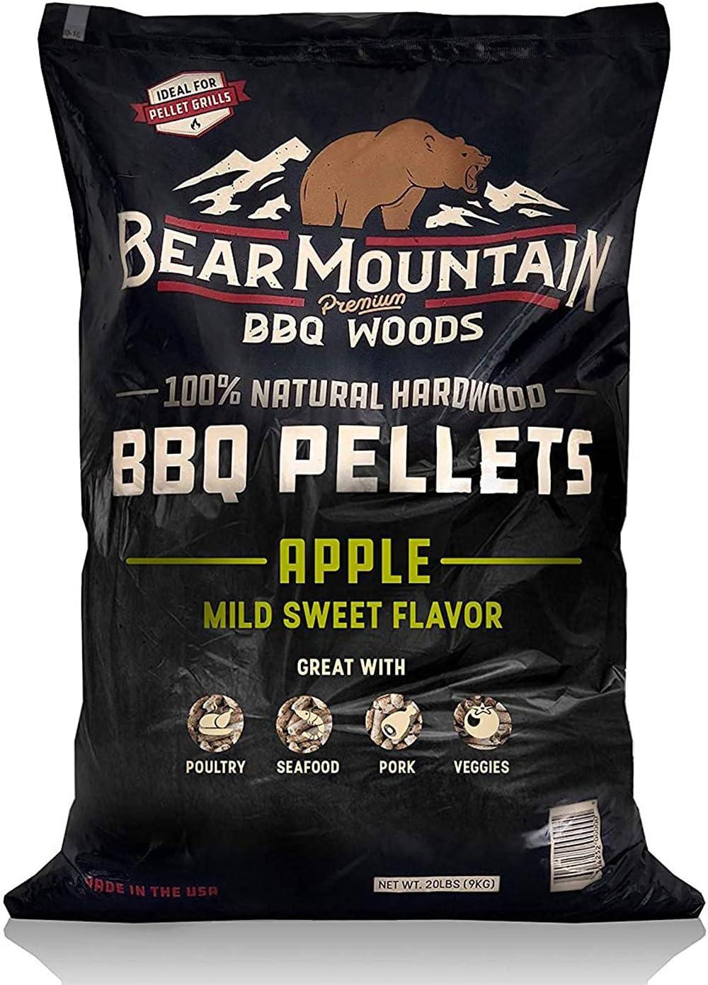 Bear Mountain BBQ Premium All Natural Mild and Sweet Apple Smoker Wood Chip Pellets For Outdoor Gas, Charcoal, and Electric Grills, 40 Pound Bag
