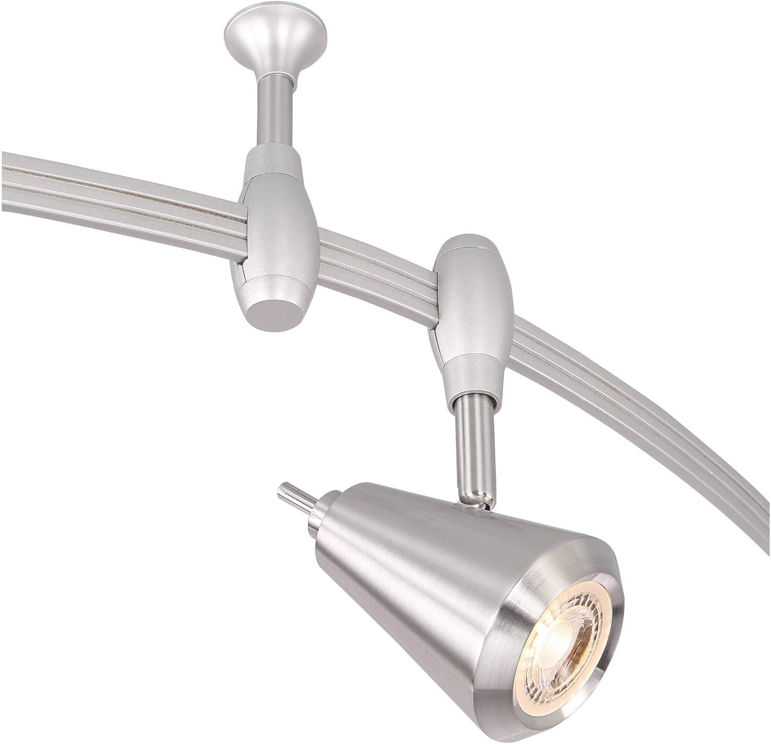 Pro Track Ali 6-Light Heads LED Ceiling Track Light Fixture Kit Dimmable Monorail Silver Brushed Nickel Finish Modern Kitchen Bathroom 108" Wide