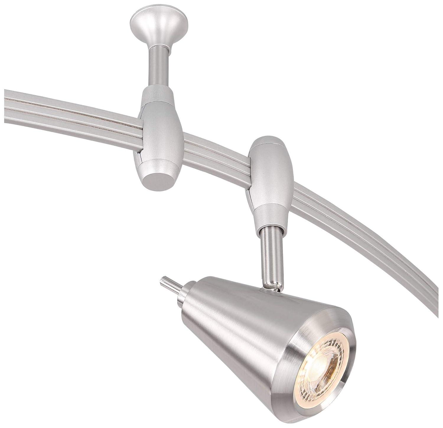 Pro Track Ali 6-Light Heads LED Ceiling Track Light Fixture Kit Dimmable Monorail Silver Brushed Nickel Finish Modern Kitchen Bathroom 108" Wide
