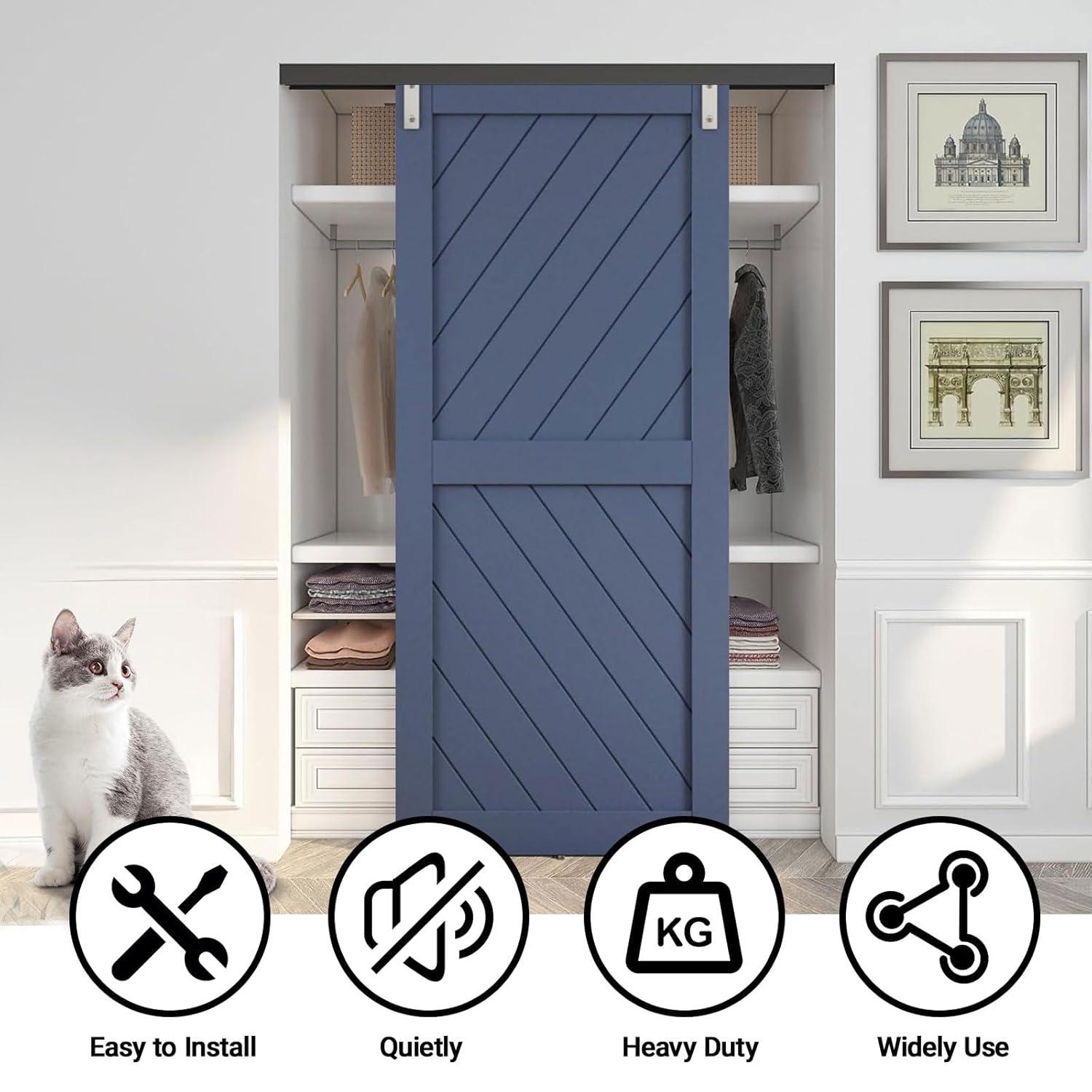 72 in. Black Aluminum Sliding Bypass Track and Hardware Set for 2 Door System