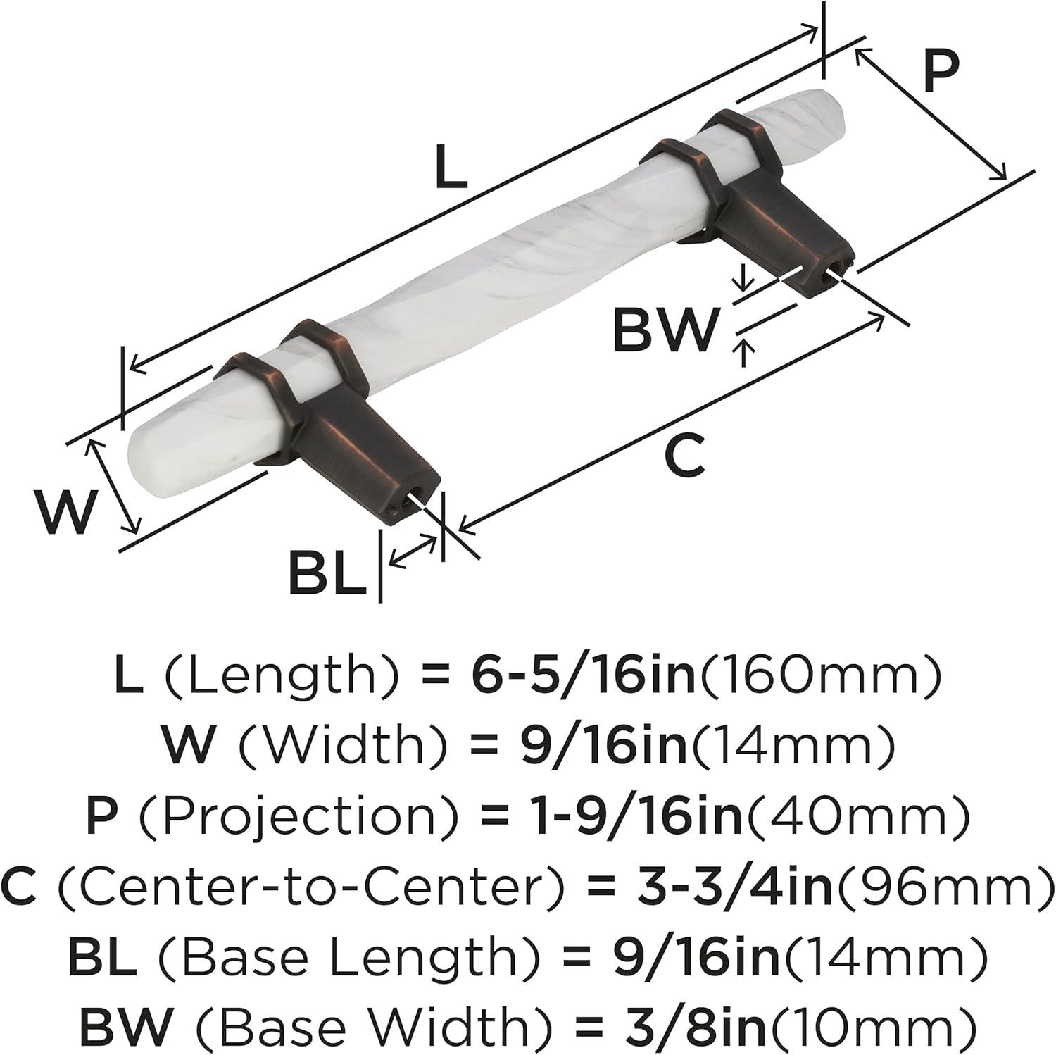 Marble White and Oil-Rubbed Bronze Cabinet Pull Bar