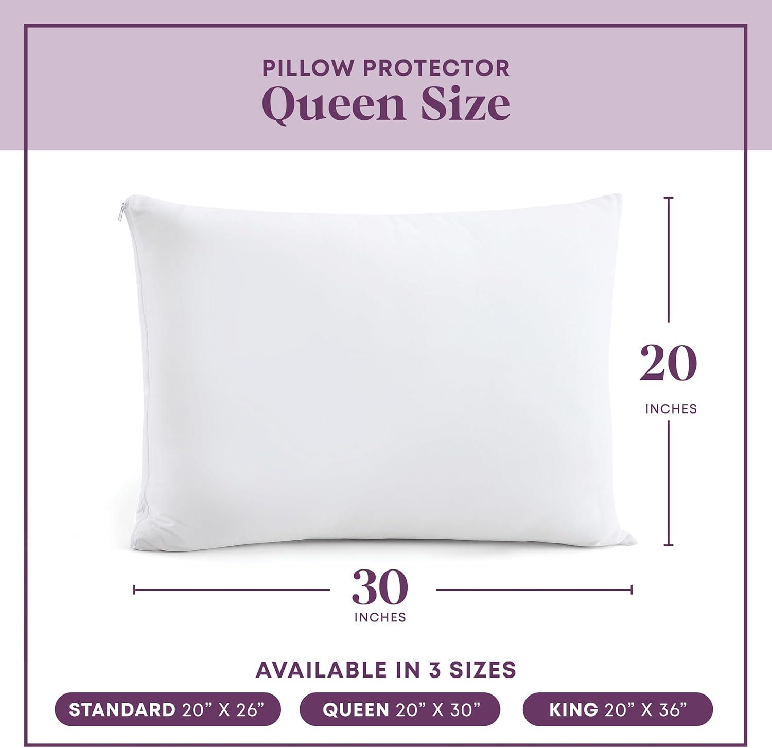 Circles Home 100% Cotton Breathable Queen Pillow Protector with Zipper – (6 Pack)
