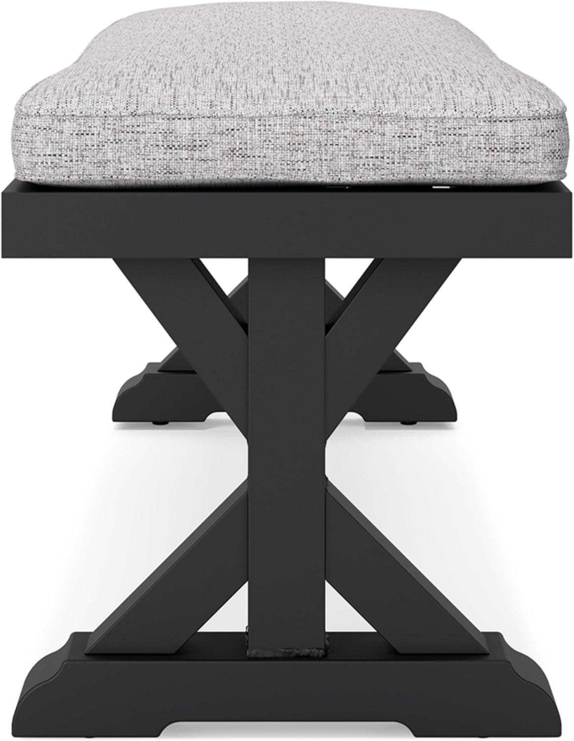 Signature Design by Ashley Beachcroft Outdoor Bench with Cushion, Black & Light Gray