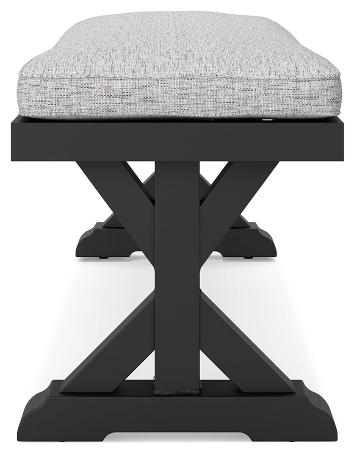 Signature Design by Ashley Beachcroft Outdoor Bench with Cushion, Black & Light Gray
