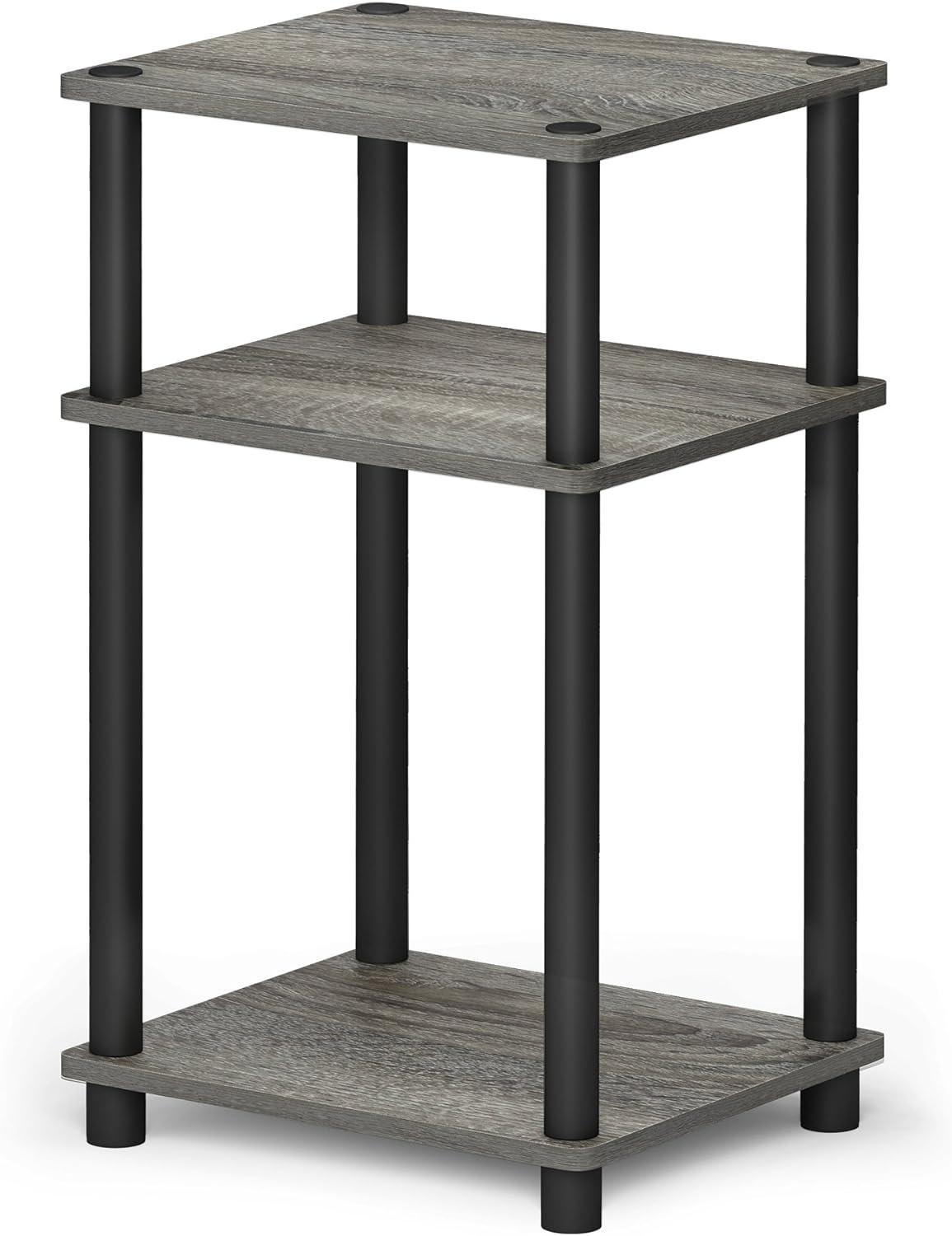 Furinno Just 3-Tier Turn-N-Tube End Table, 1-Pack, French Oak/Black