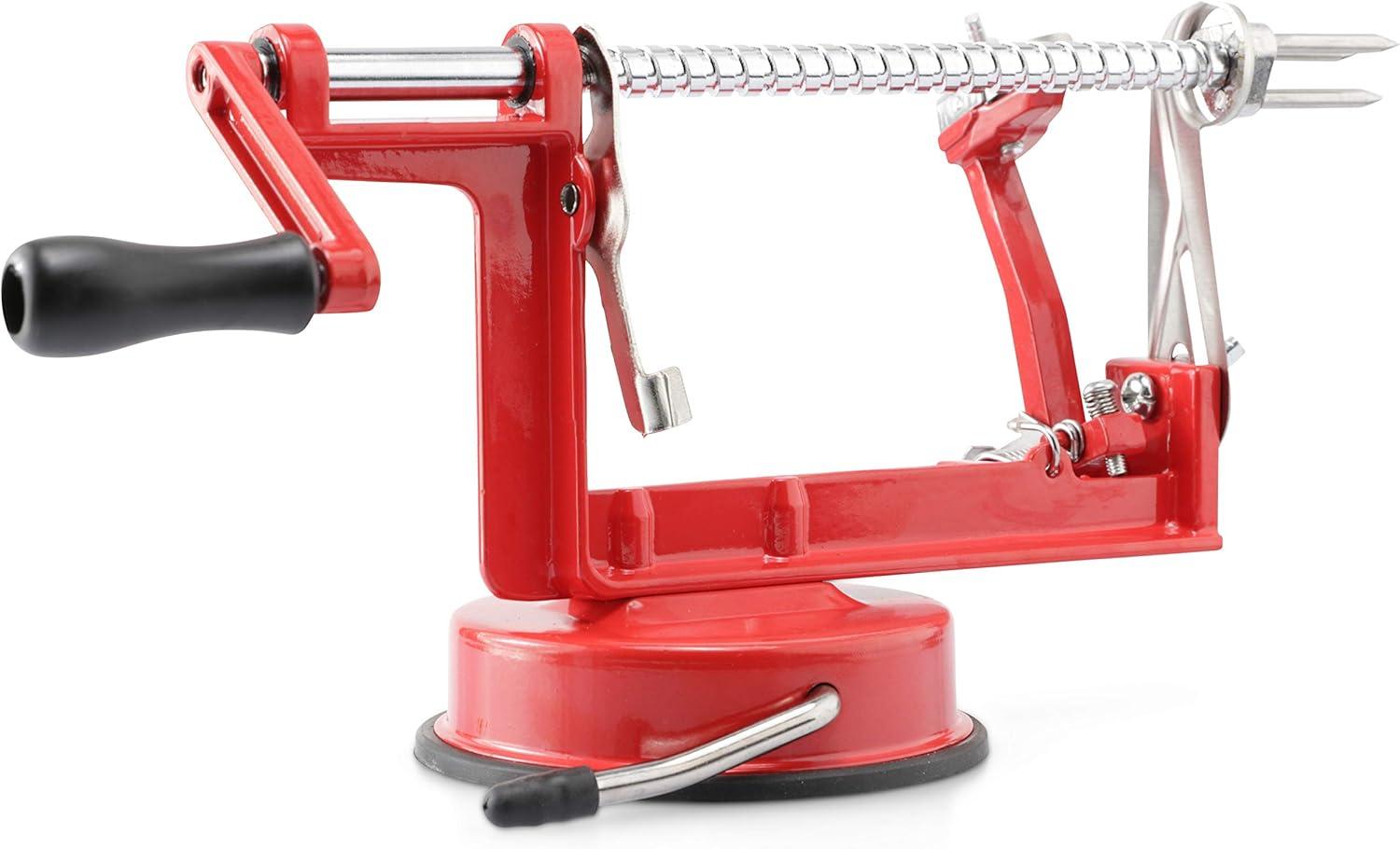 Perfect Peel Apple Peeler - Easy Clean Removable Commercial Grade Blade - Corer, Red - Apple Corer and Peeler