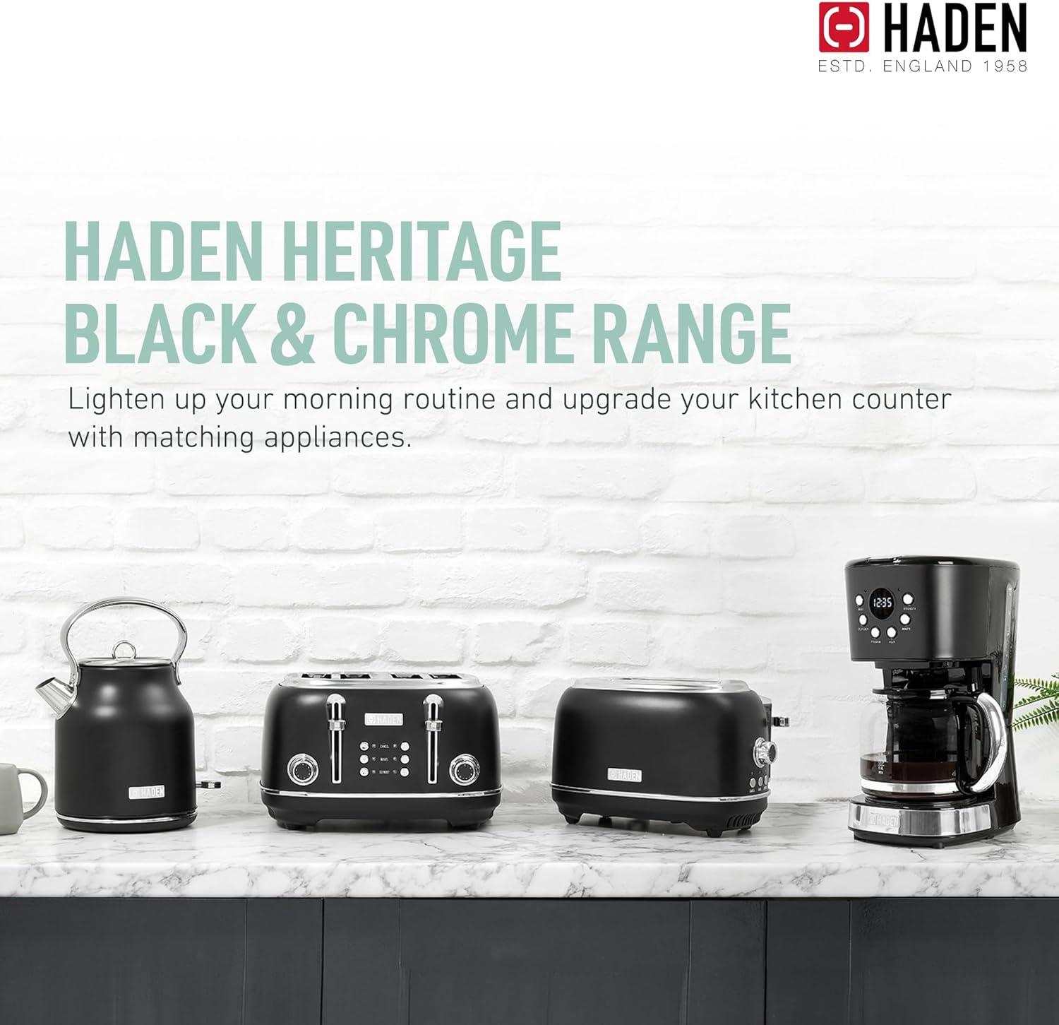HADEN Heritage Black and Chrome 12-Cup Programmable Coffee Maker