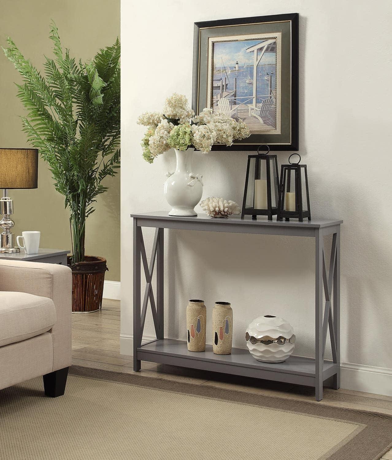 Gray Oxford 40" Wood Console Table with Storage Shelf
