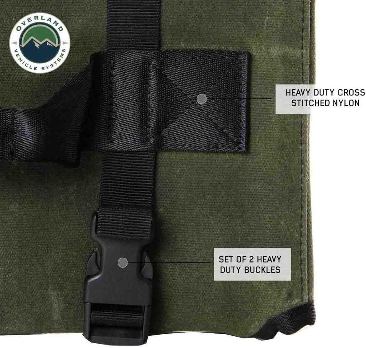 Overland Vehicle Systems Rolled General Tool Storage Bag - #16 Military Style Waxed Canvas - 19 Storage Pockets - Infused with Paraffin Wax Waterproofing