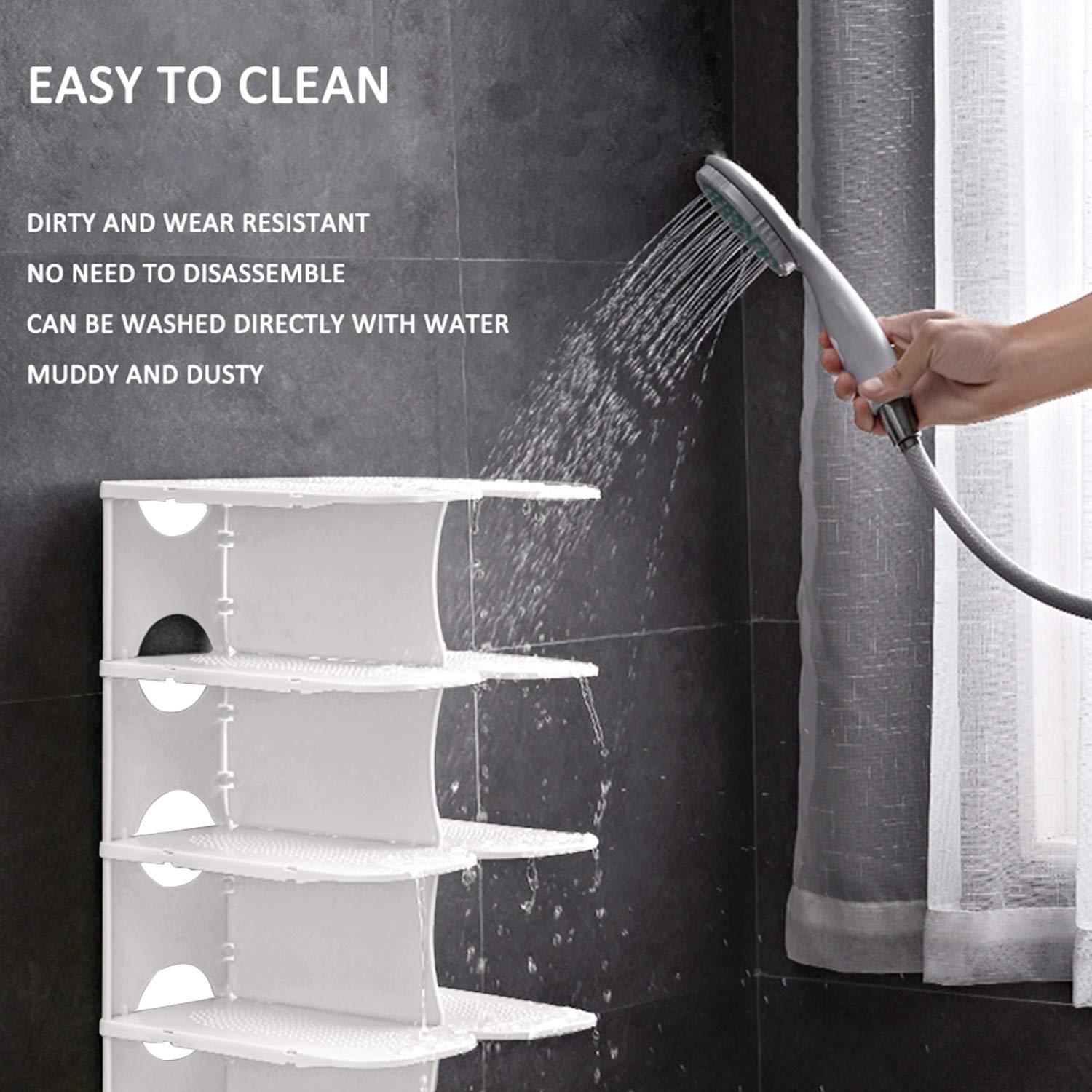 6-Tier Shoe Rack Storage Organizer, Adjustable Shoe Shelf, Free-Standing Space Saving Shoes Storage Stand for Entryway, Hallway, Closet, White