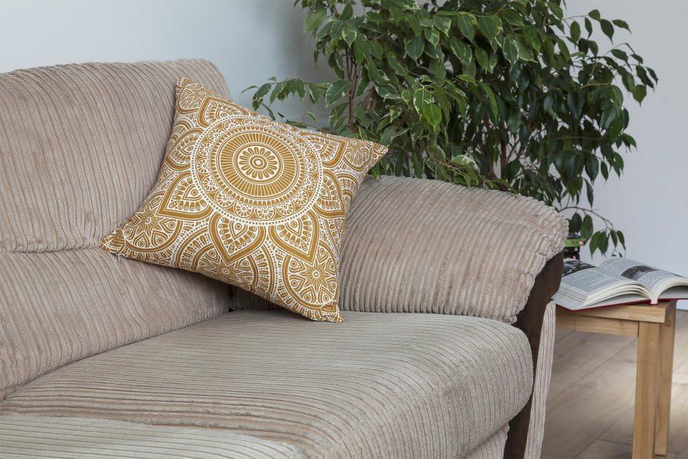 TreeWool (Pack of 2) Mandala Accent Cotton Decorative Square Throw Pillow Covers (22" x 22", Mustard)