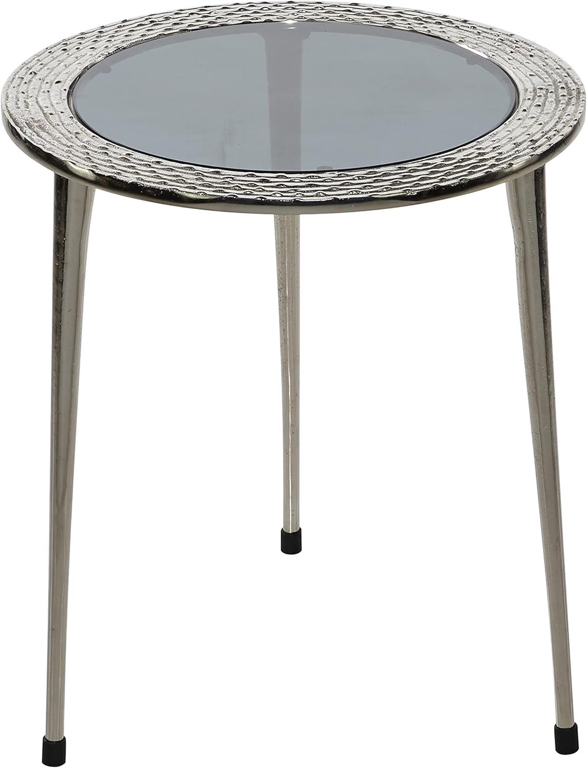 DecMode 22" x 19" Silver Aluminum Contemporary Accent Table