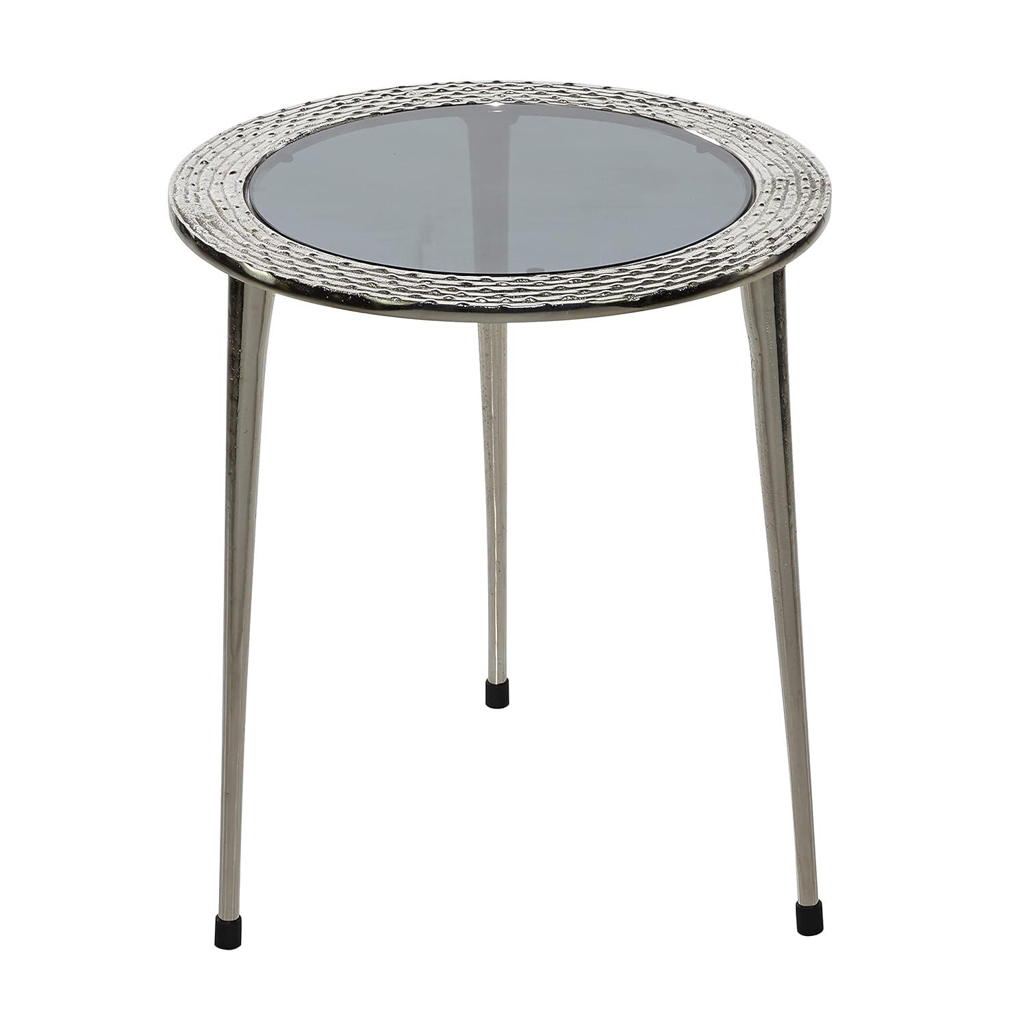 DecMode 22" x 19" Silver Aluminum Contemporary Accent Table