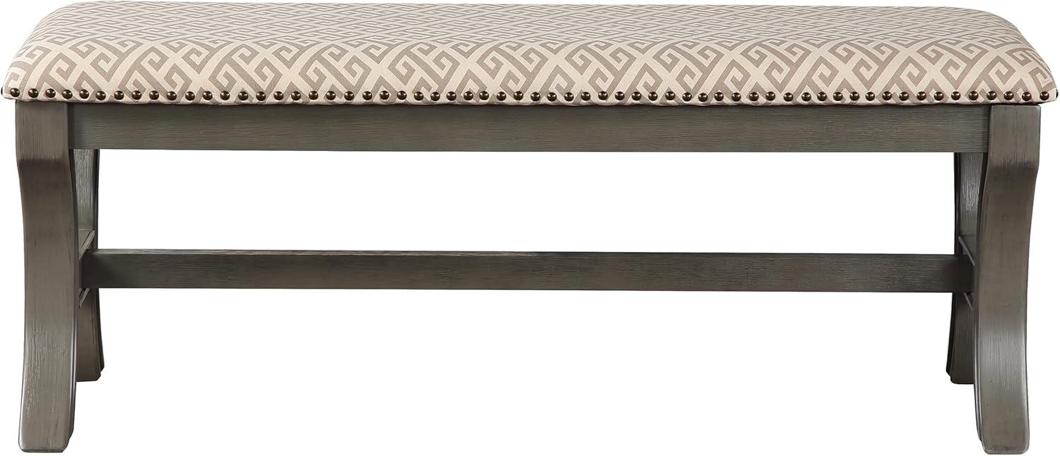 Monaco 48" Bench in Gray Fabric with Antique Grey Base