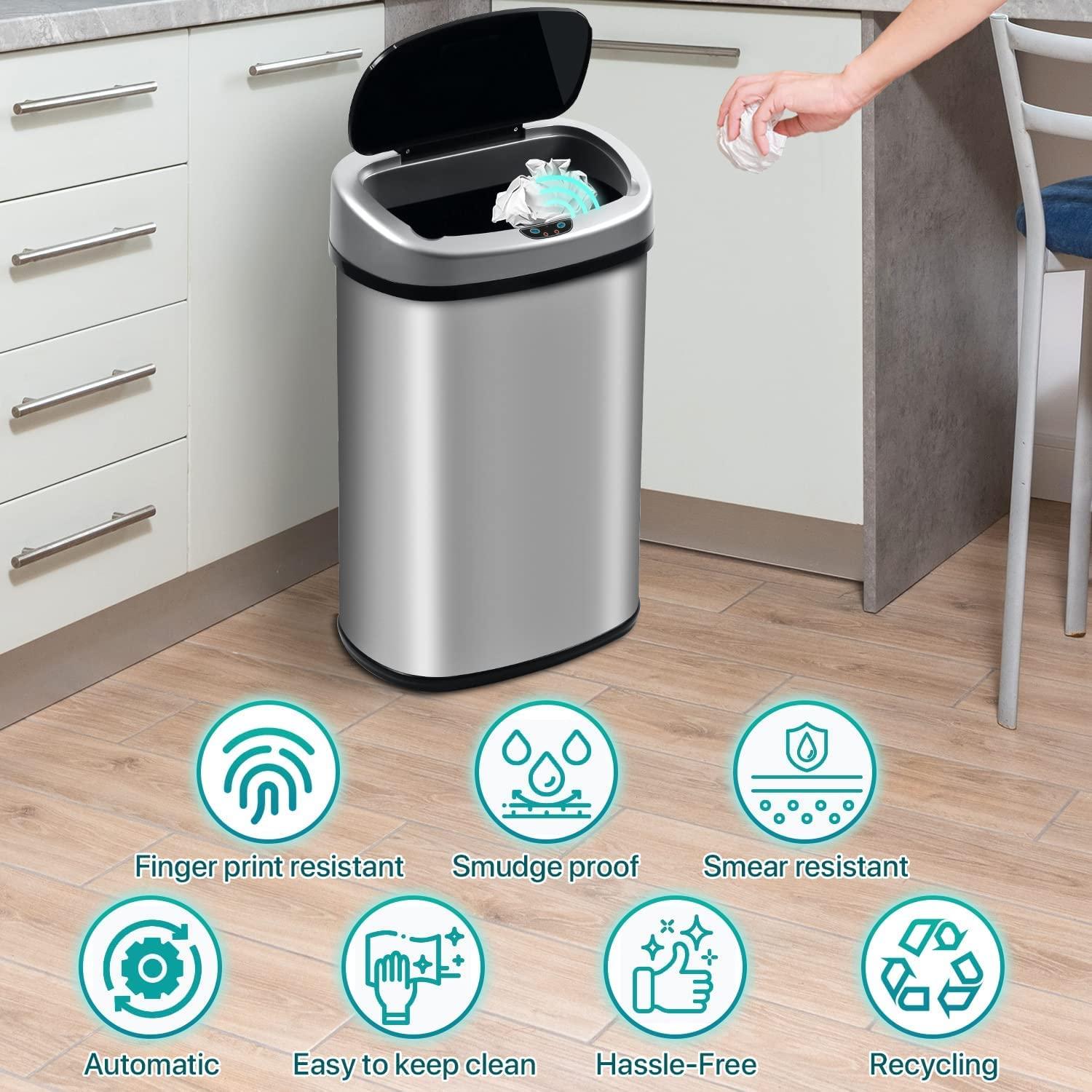 13 Gallons Steel Touch Top Automatic Senson Trash Can