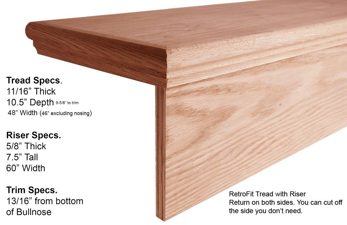 48 in. RetroFit Return Tread Kit with Riser 1.5 in. x 48 in. Remove Carpet Add Hardwood for Stair Remodel