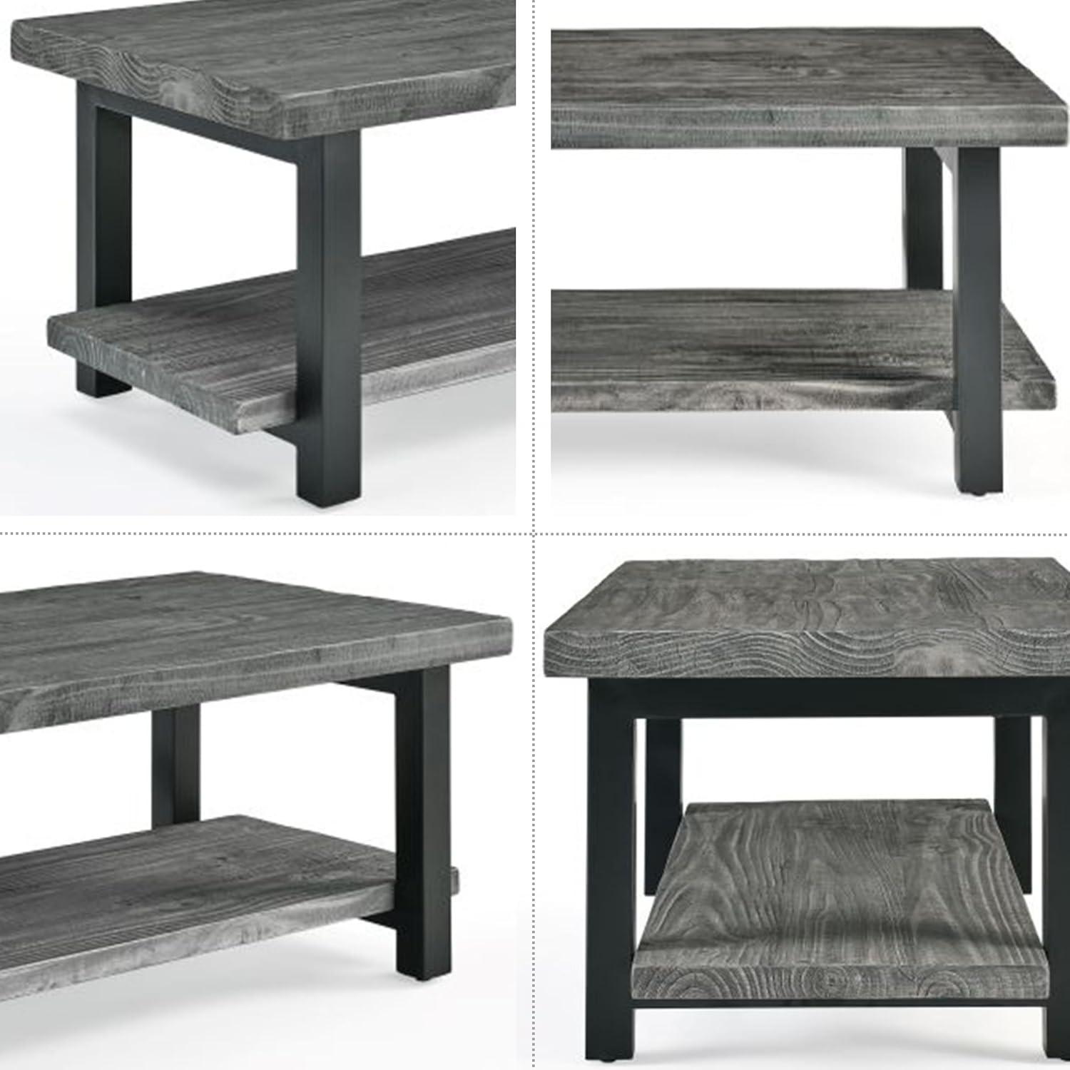 42" Pomona Metal and Reclaimed Wood Coffee Table Slate Gray - Alaterre Furniture
