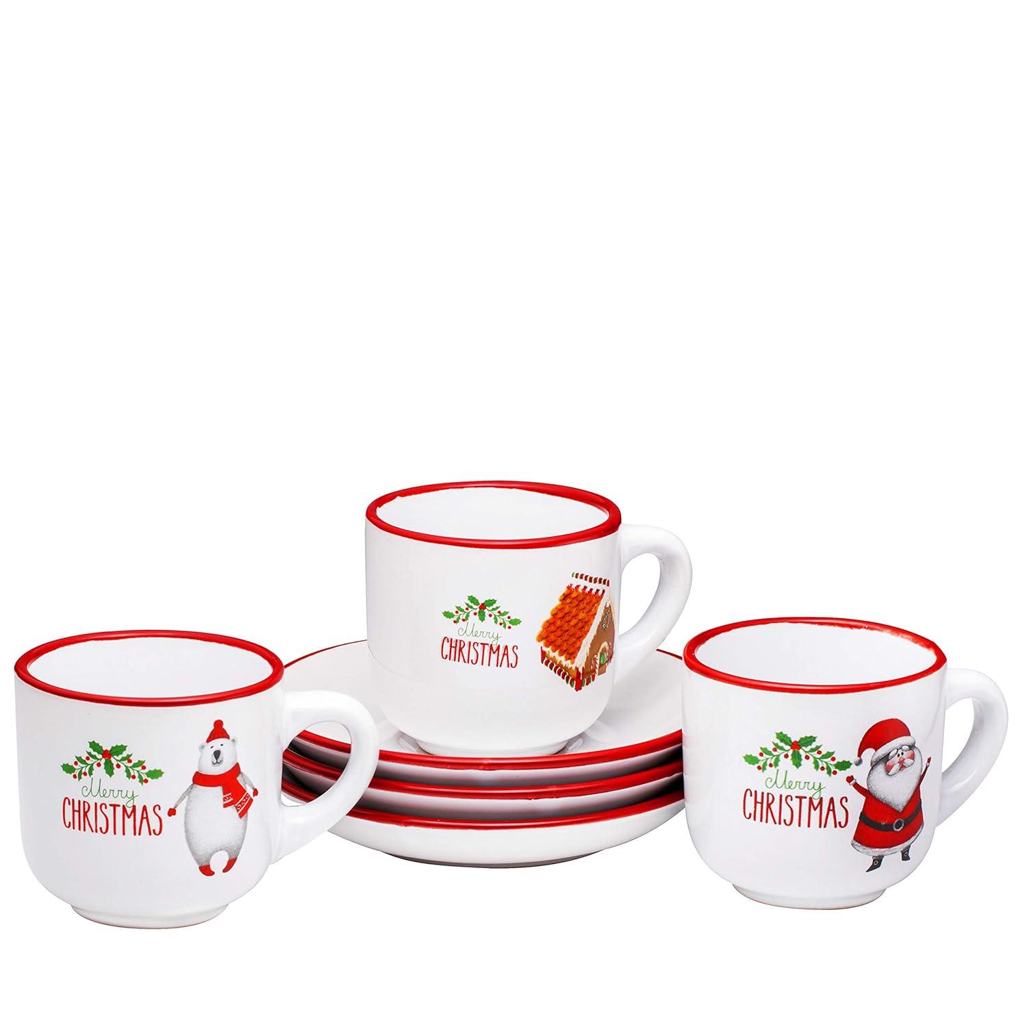 Bruntmor | Espresso Cups With Saucers By Bruntmor - 6 Ounce - Set Of 6 Matte