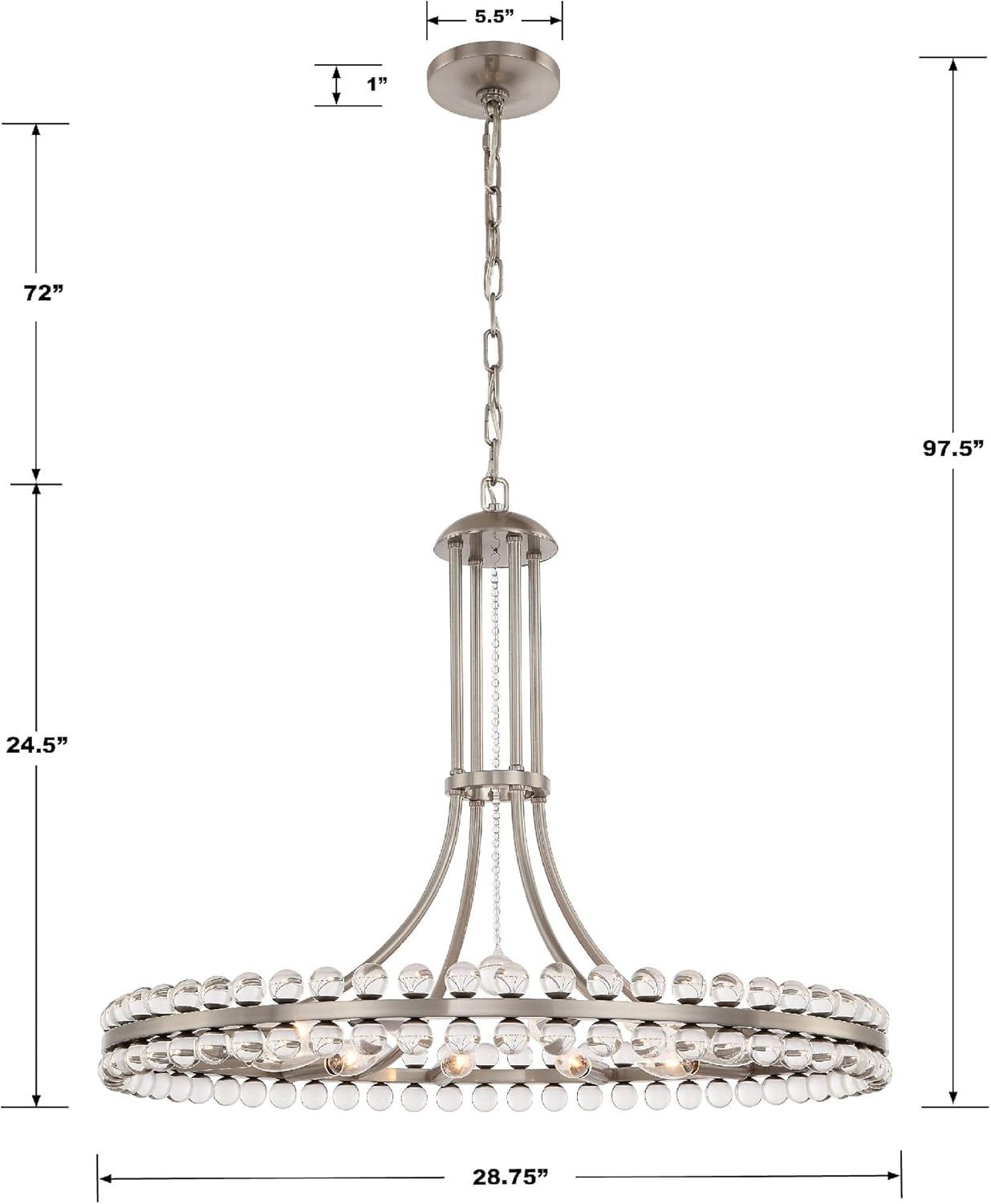 Brushed Nickel and Glass 12-Light Chandelier