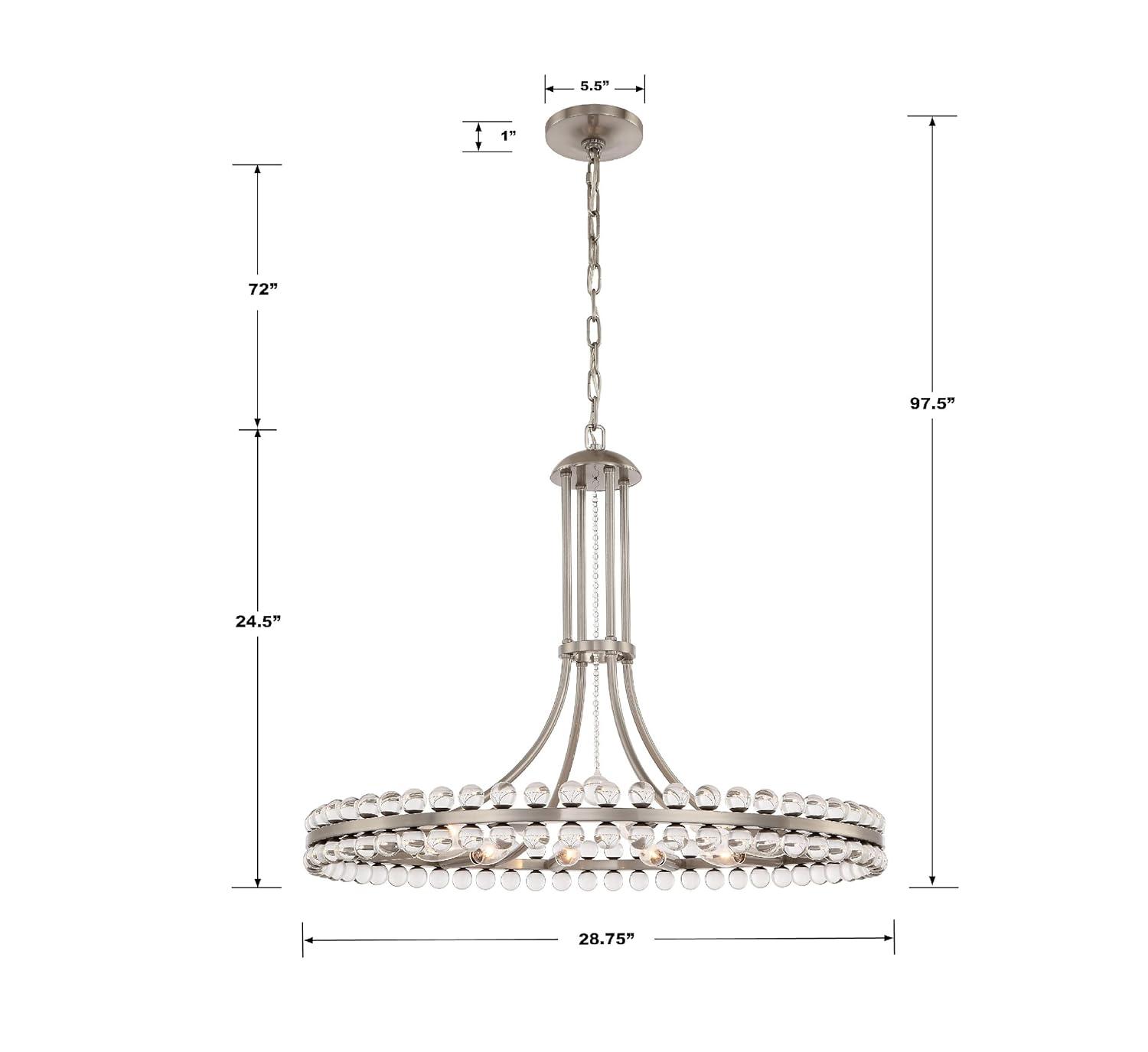 Brushed Nickel and Glass 12-Light Chandelier