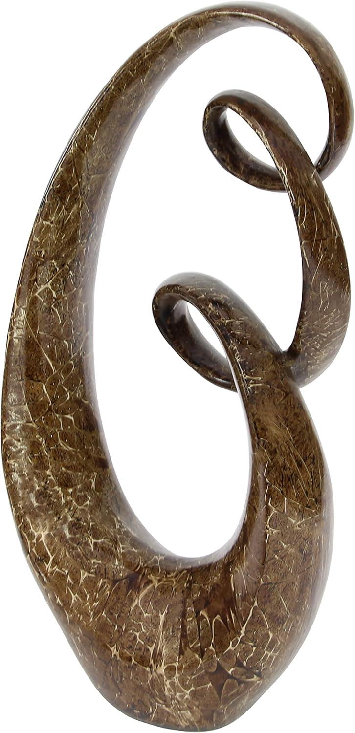 Abstract Brown Polystone Swirl Decorative Sculpture