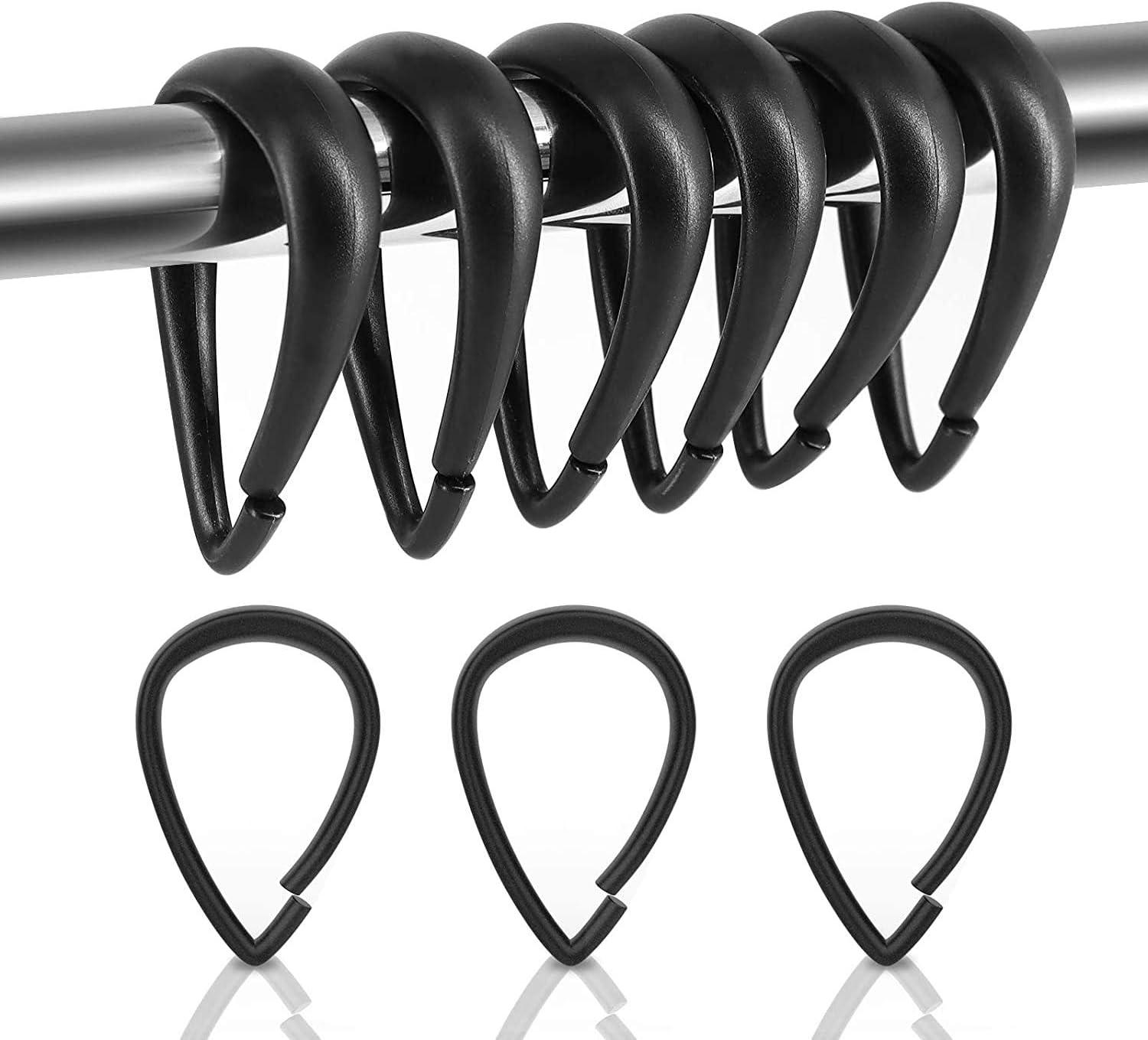 24 PCS Plastic Shower Curtain Rings, Shower Curtain Hooks for Bathroom, C Type Ring Hook for Shower Curtain, Plastic Shower Curtain Rings(Transparent)