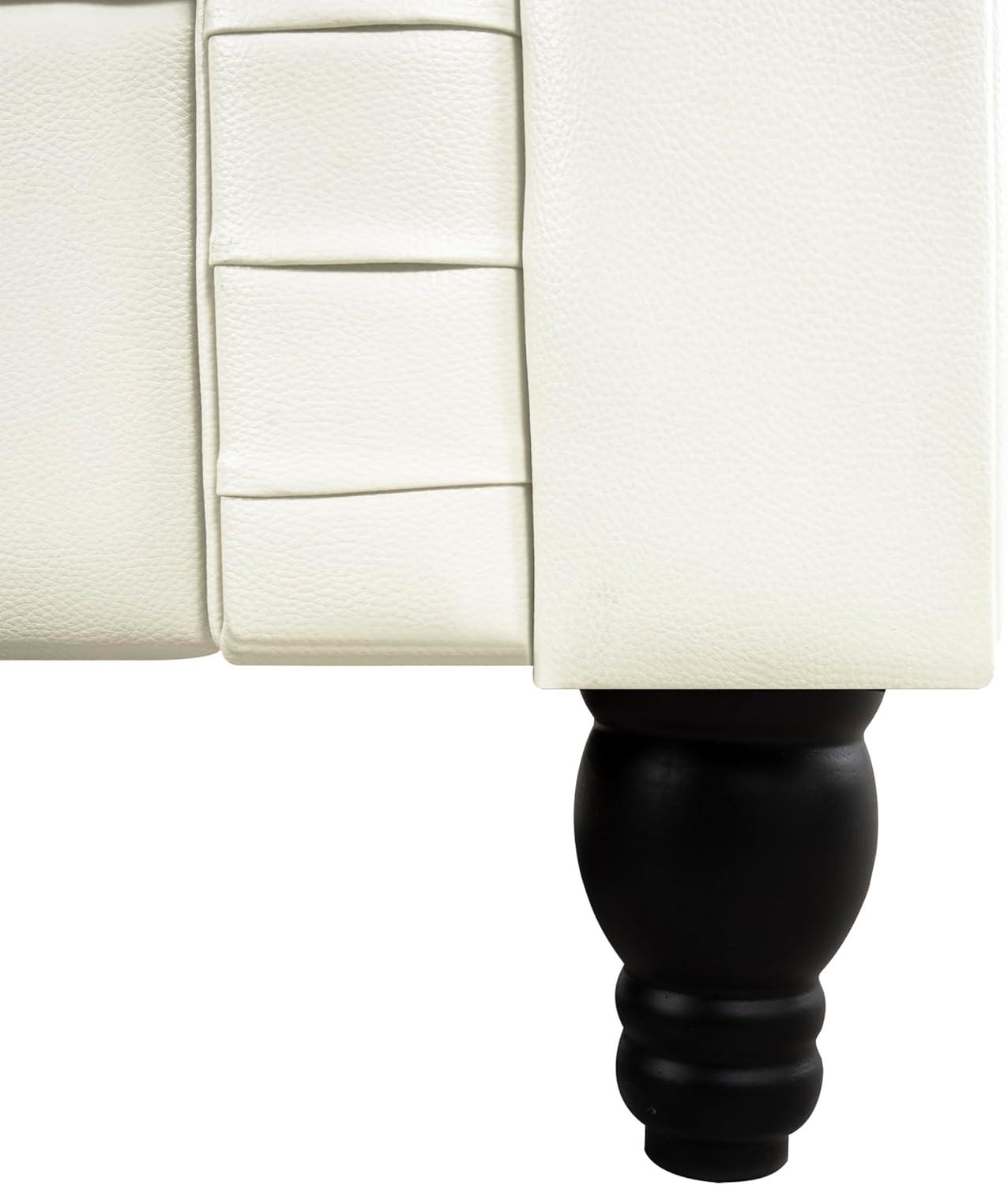 Emery Off-White Tufted Chesterfield 3-Piece Sofa Set with Rolled Arms