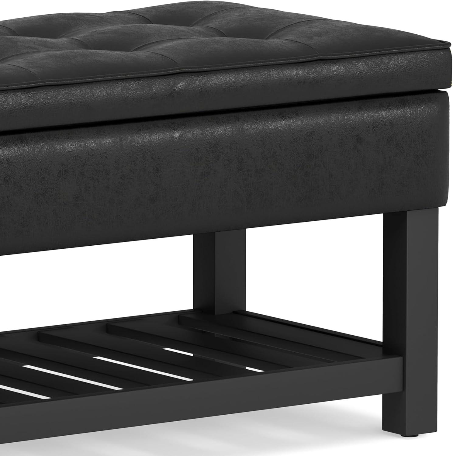 Simpli Home Cosmopolitan 44"W Transitional Tufted Storage Ottoman Bench with Lift Top