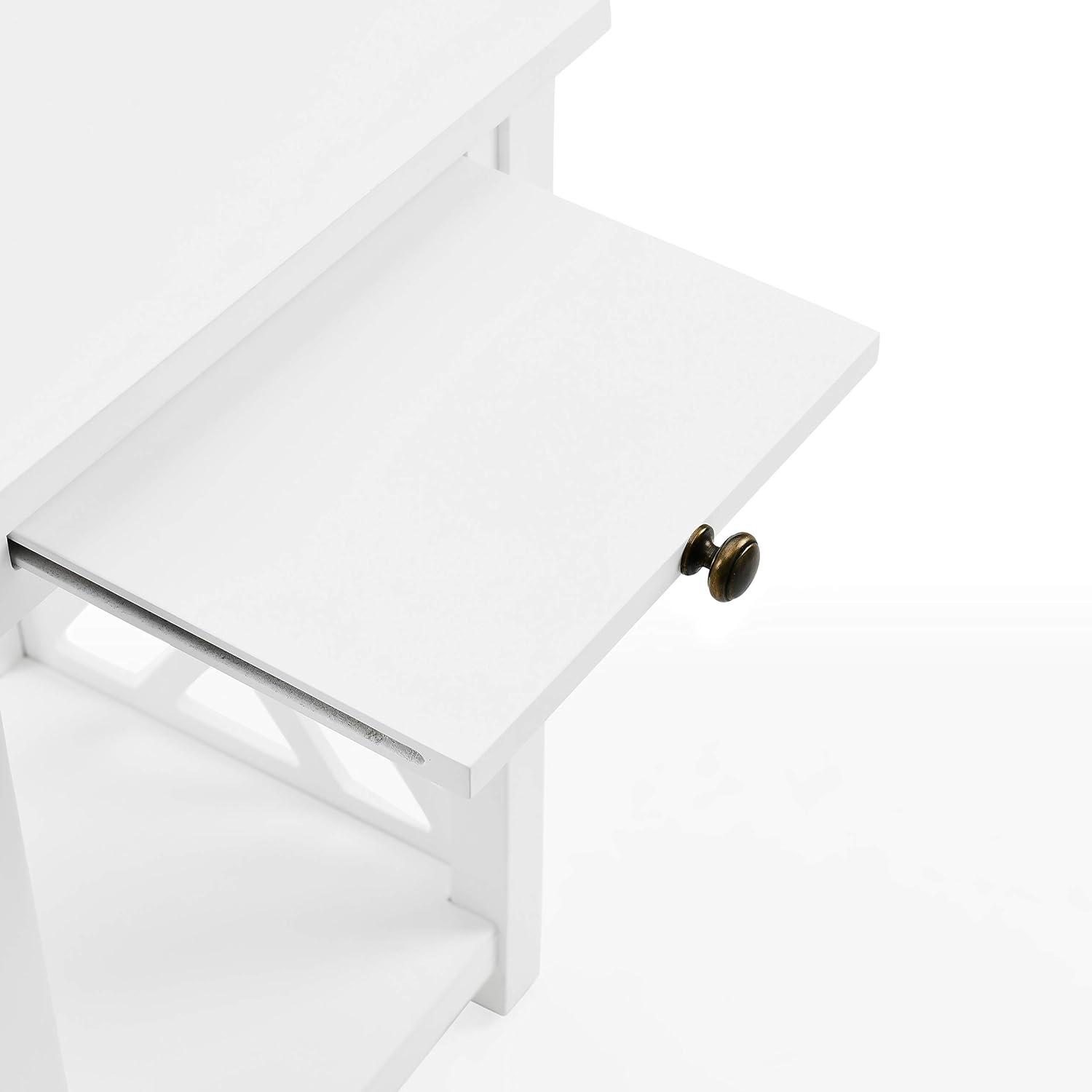 Alaterre Furniture Coventry Wood End Table with Tray and Bottom Shelf, Modern Accent Furniture, White