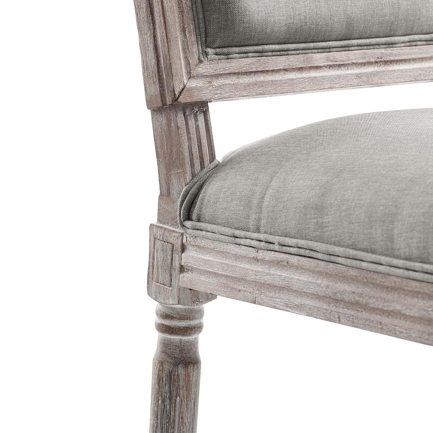 Modway Court 20" Vintage French Fabric Dining Side Chair in Light Gray