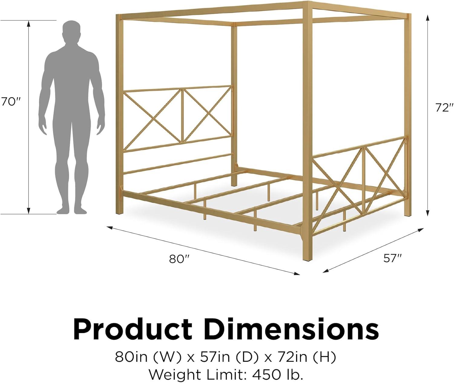 DHP Rosedale Metal Canopy Poster Bed Frame, Full, Gold