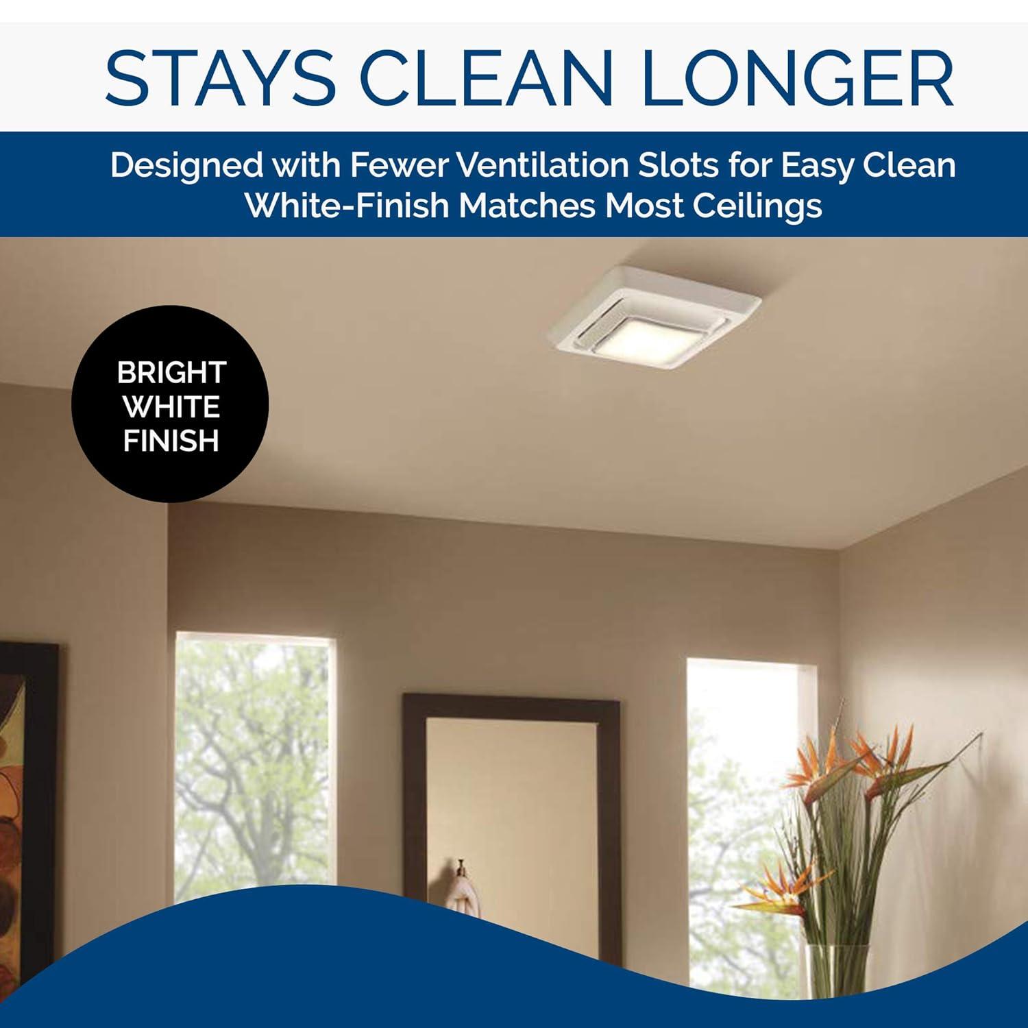 Broan-NuTone Broan FG600S LED Lighted Grille Upgrade for Bathroom Ventilation Fans, Easy Installation for DIY, White