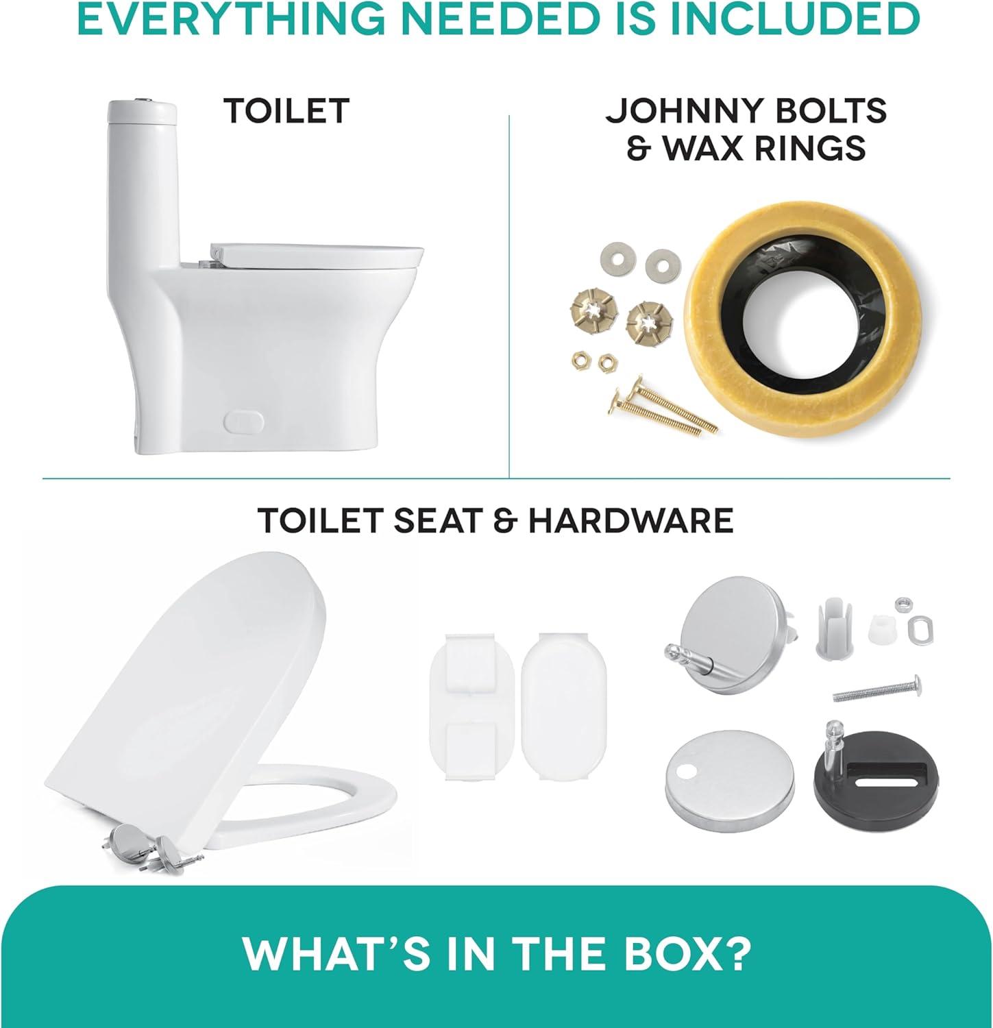 Fine Fixtures MOTB7W Dual-Flush Elongated One-Piece Toilet with High Efficiency Flush