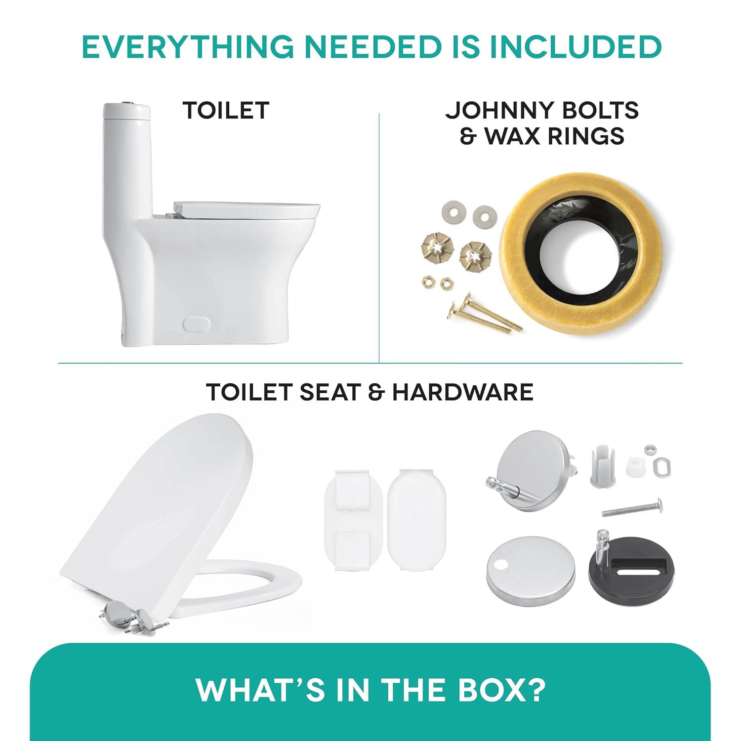 Fine Fixtures MOTB7W Dual-Flush Elongated One-Piece Toilet with High Efficiency Flush