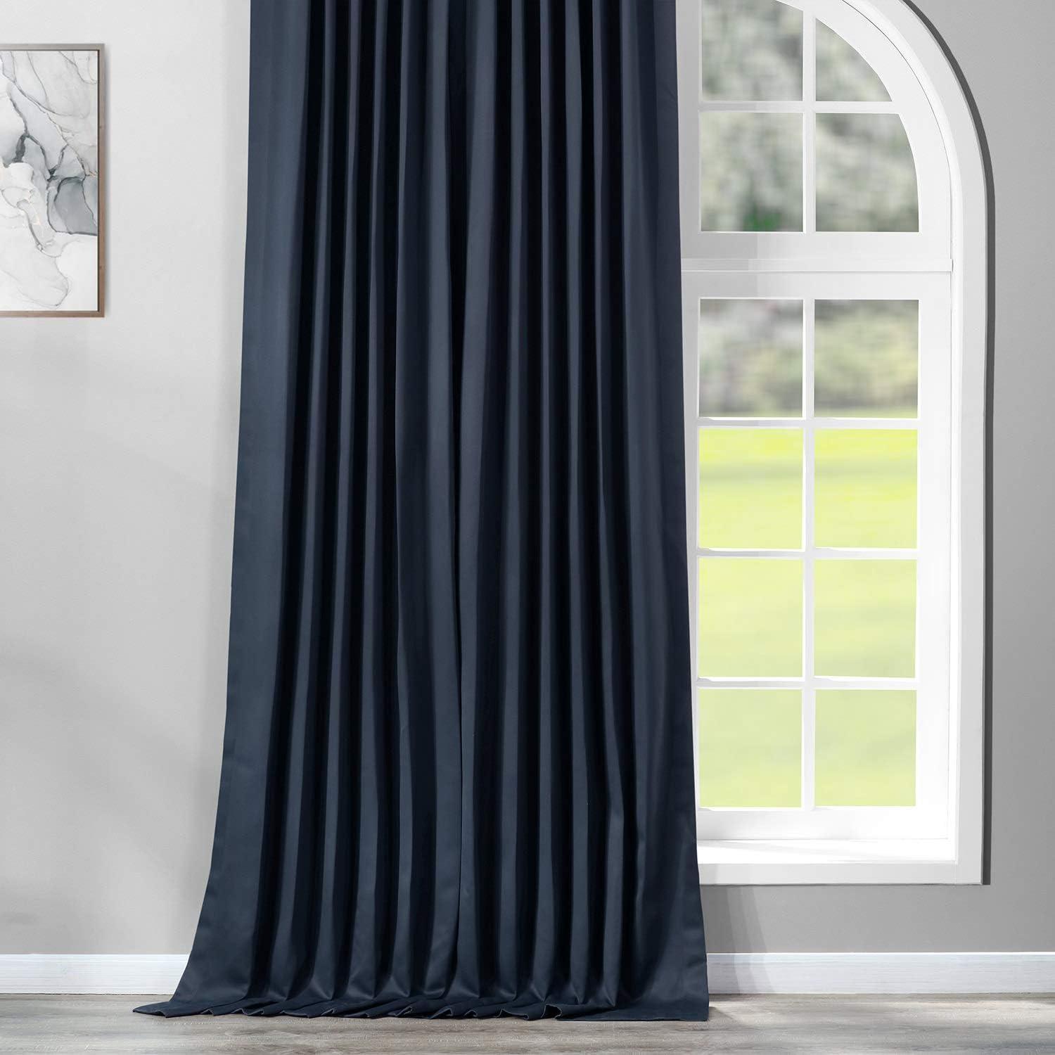 Navy Blue Extra Wide Blackout Room Darkening Curtain (1 Panel), Navy Blue, 100W X 96L