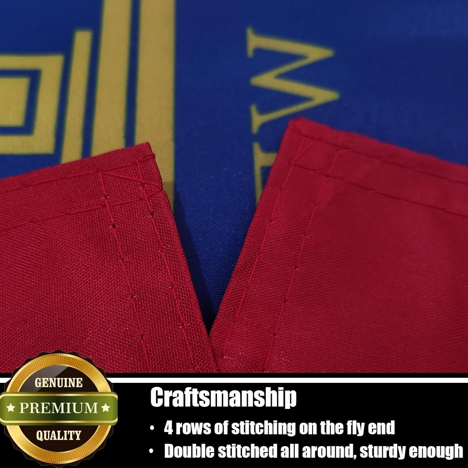 Georgia State Flag 3x5 ft, 3 Ply Polyester Double Sided GA Flag with Vibrant Print/4 Rows Hemming/Brass Grommets