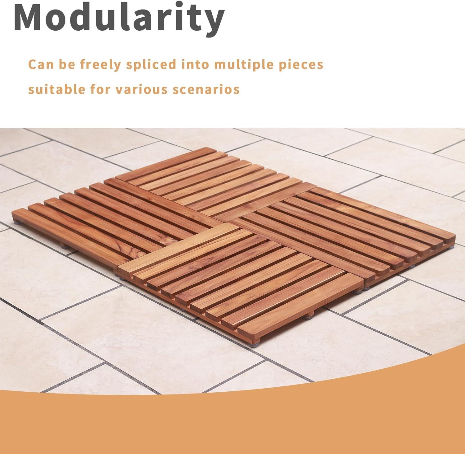 24" x 18" Teak Wood Non-Slip Shower Mat