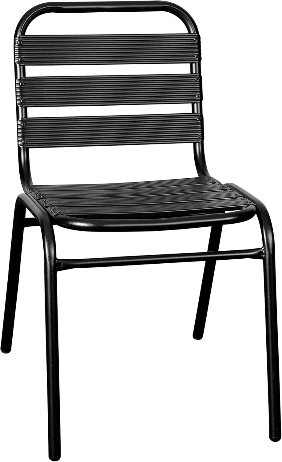 Emma and Oliver Aluminum Commercial Indoor-Outdoor Armless Restaurant Stack Chair with Triple Slat Back