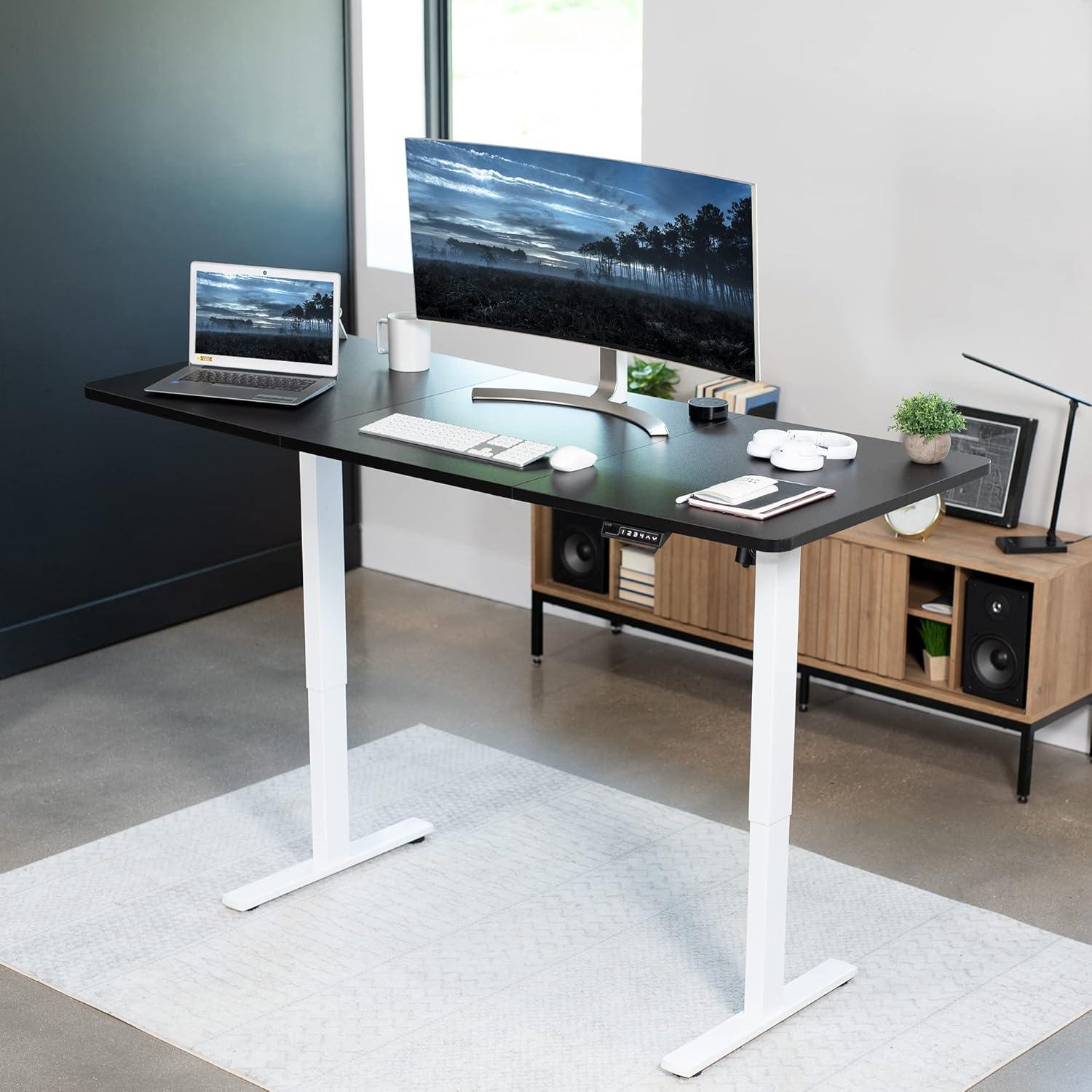 VIVO Single Motor Electric Desk with Push Button Memory Controller