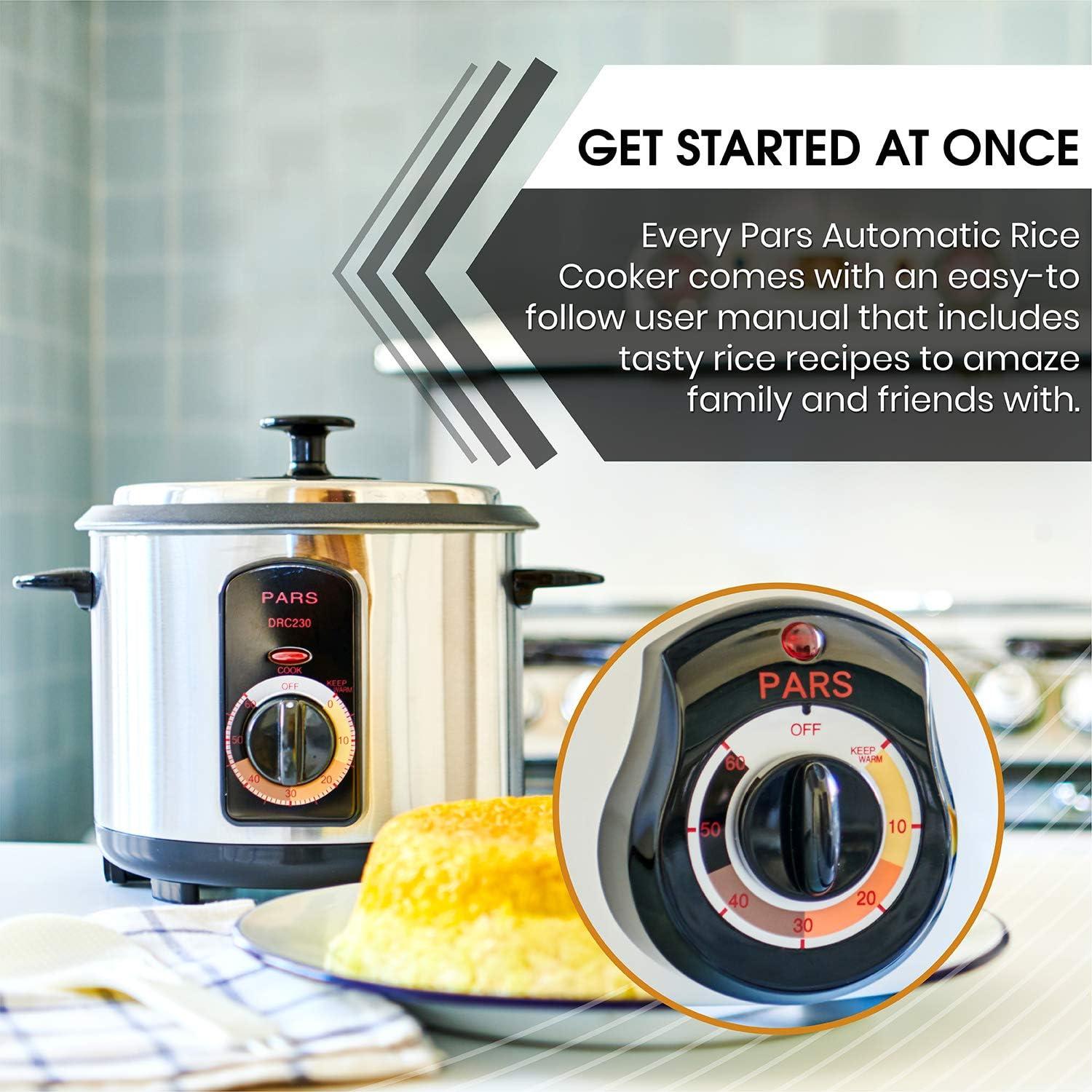 Pars Persian 15 Cup Stainless Steel Automatic Electric Steamed Rice Cooker Maker