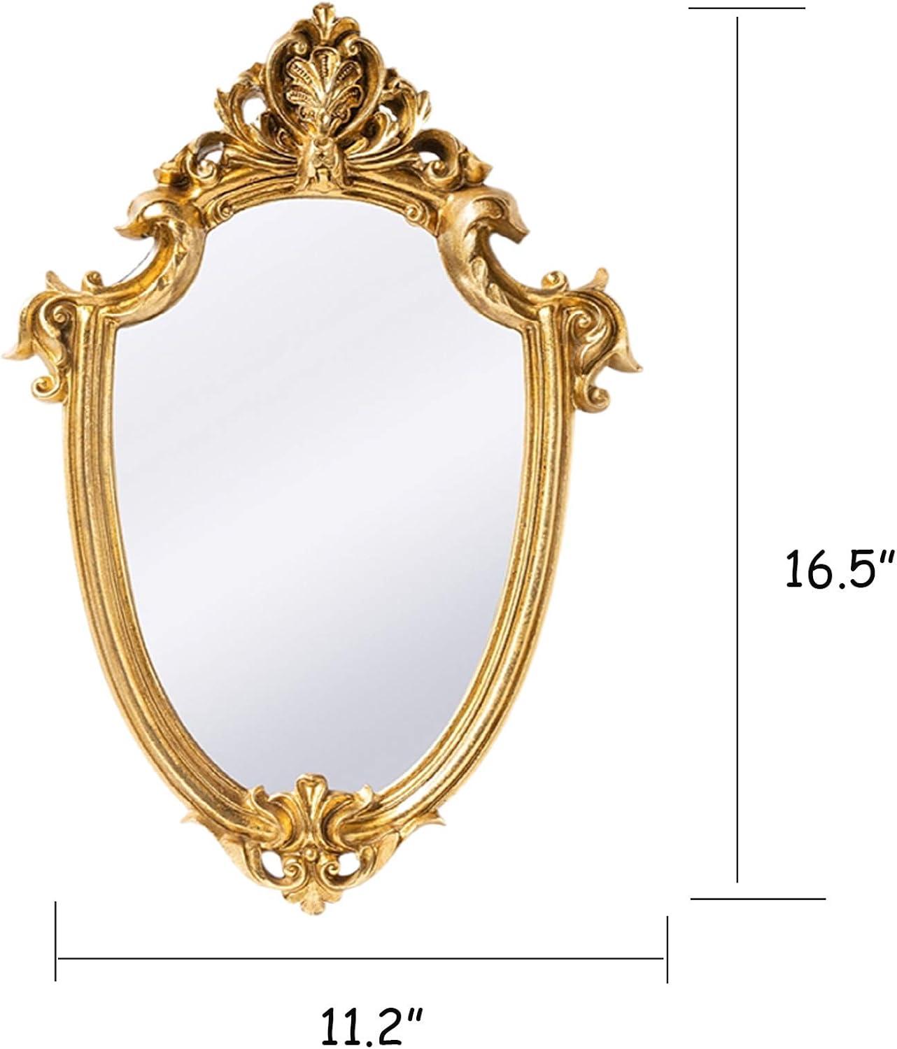 BetyHom Vintage Gold Resin Frame Decorative Wall Mirror (11.2X16.5)