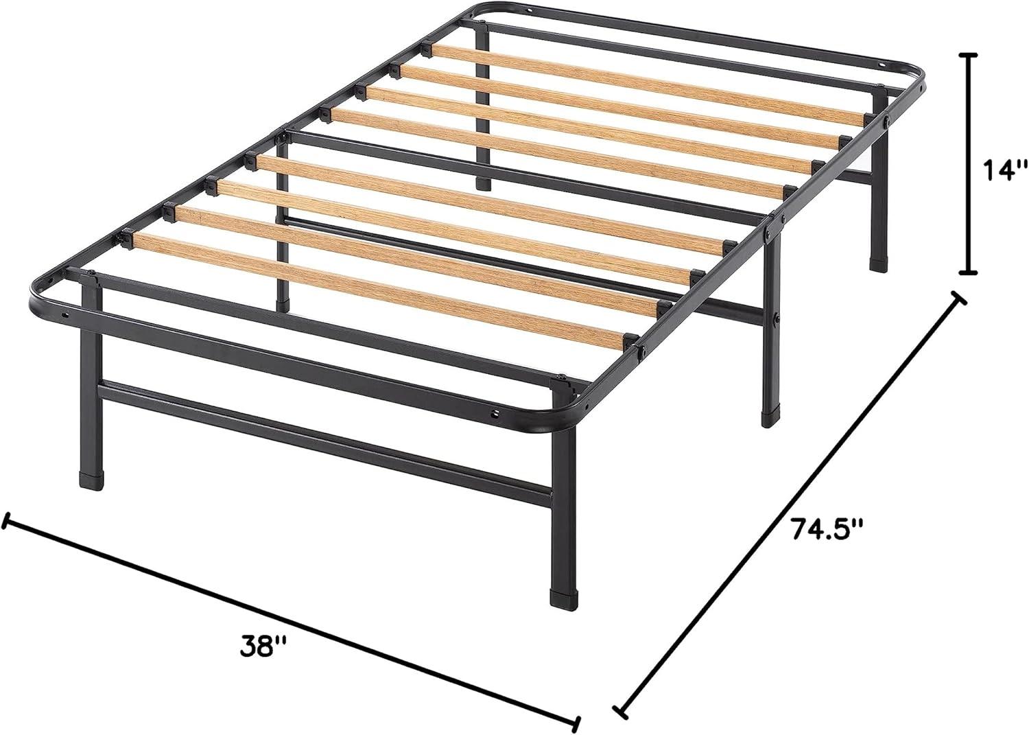 14" SmartBase Essential Mattress Foundation Bed with Bamboo Slats Black - Zinus