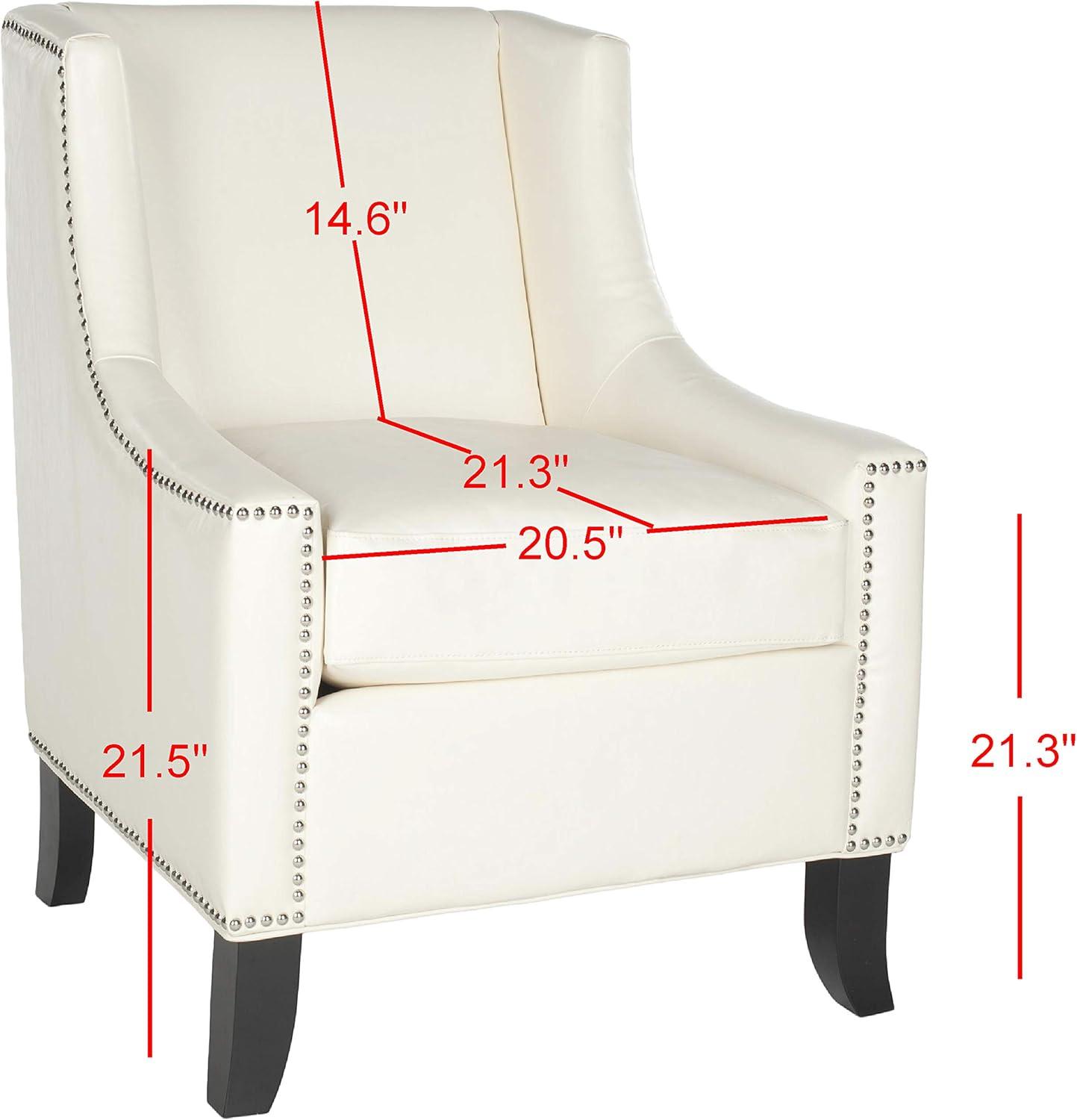 Daniel Club Chair  Silver Nail Heads - Off-White - Safavieh