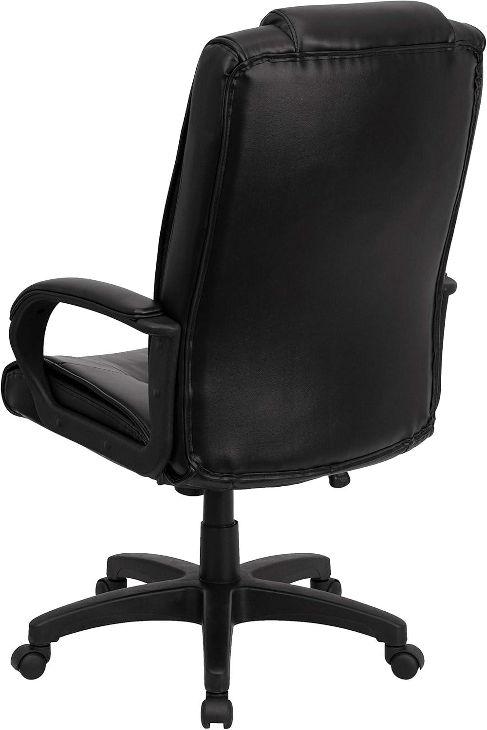 Flash Furniture Jessica High Back Black LeatherSoft Executive Swivel Office Chair with Oversized Headrest and Arms