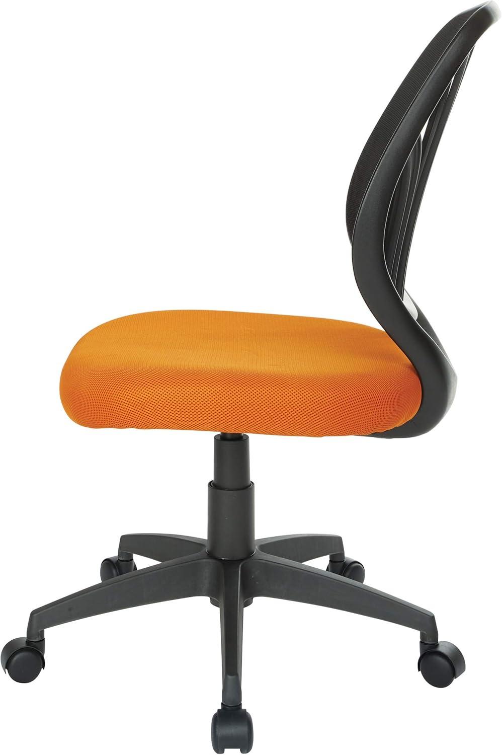 Adjustable Orange Mesh Fabric Task Chair with Metal Swivel Base