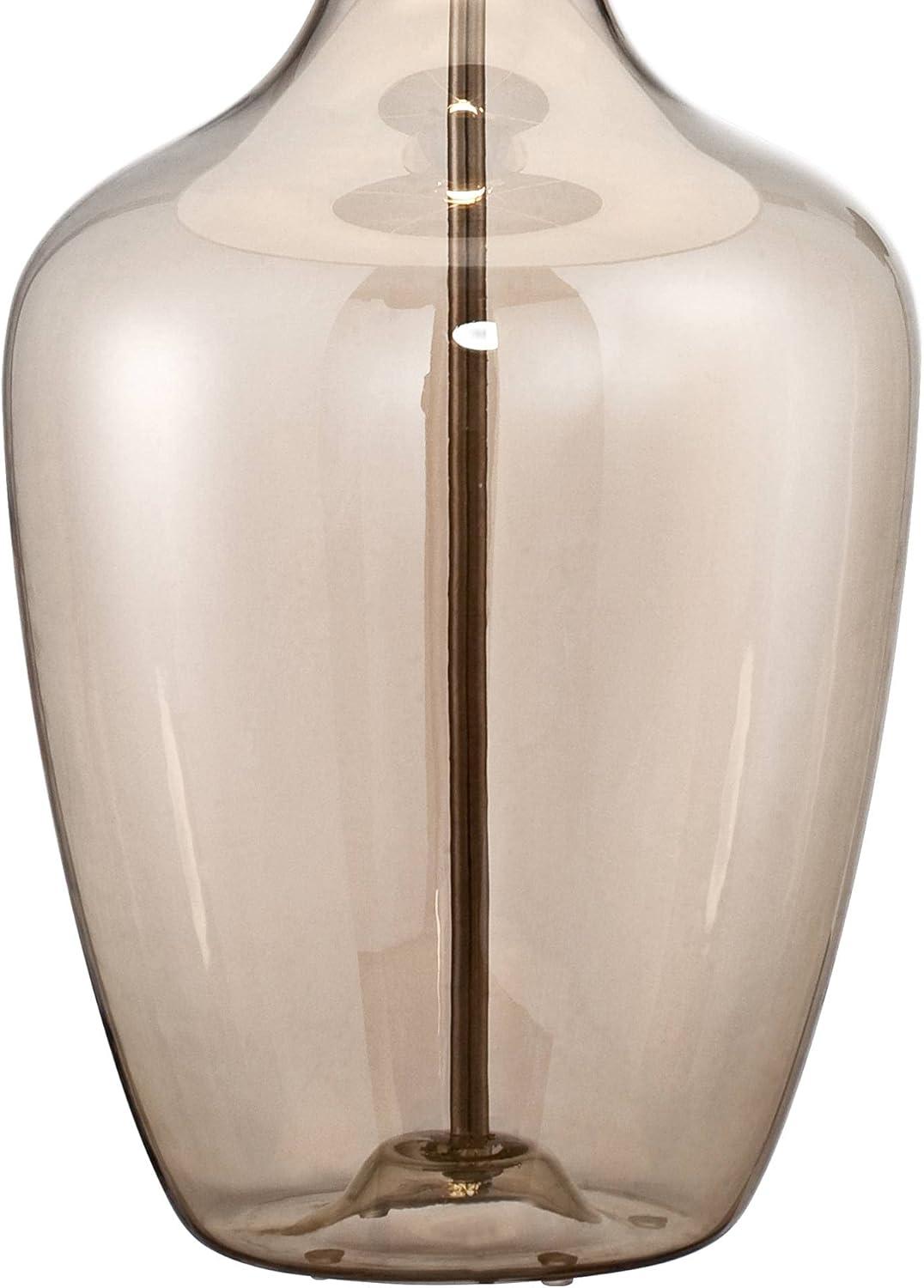 Possini Euro Design Ania 31" Tall Jar Large Modern Coastal End Table Lamp Clear Champagne Glass Single Off-White Shade Living Room Bedroom Bedside